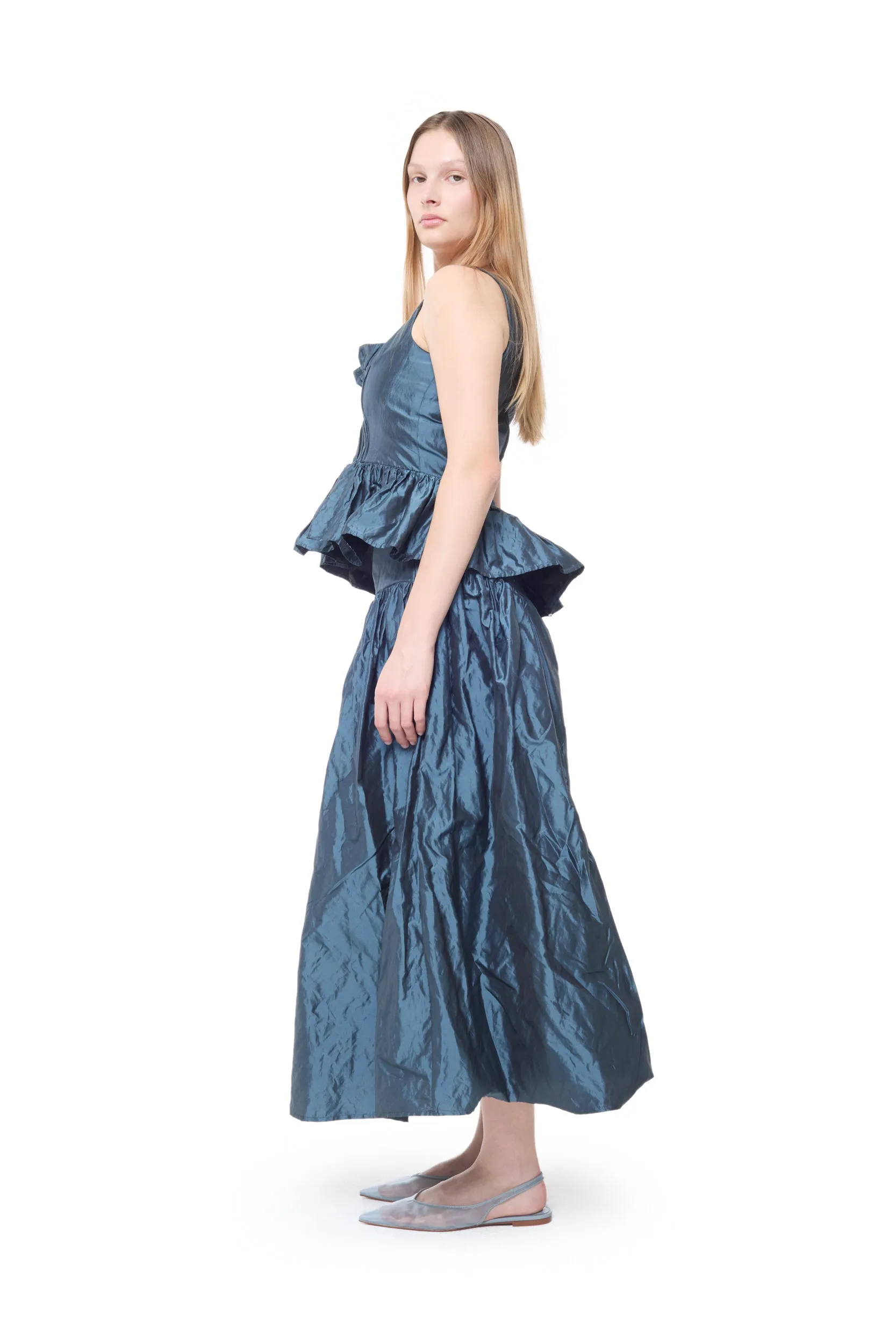 NAVY WRINKLED GATHERED STRAP TOP sold by Marques ’ Almeida product image thumbnail 3