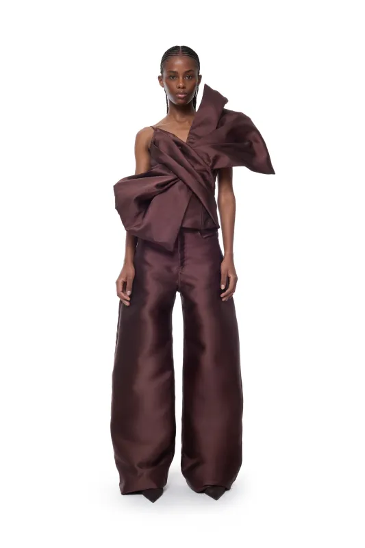 BROWN MIKADO BOYFRIEND TROUSERS made by Marques ’ Almeida