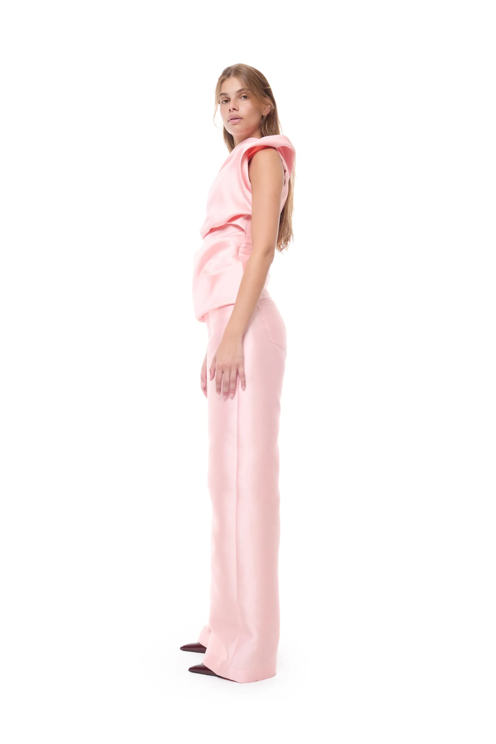 PINK MIKADO SLEEVELESS DRAPED TOP sold by Marques ’ Almeida product image thumbnail 3
