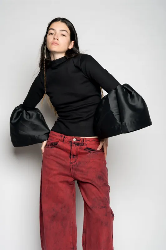 BLACK TURTLENECK PUFF SLEEVE TOP made by Marques ’ Almeida