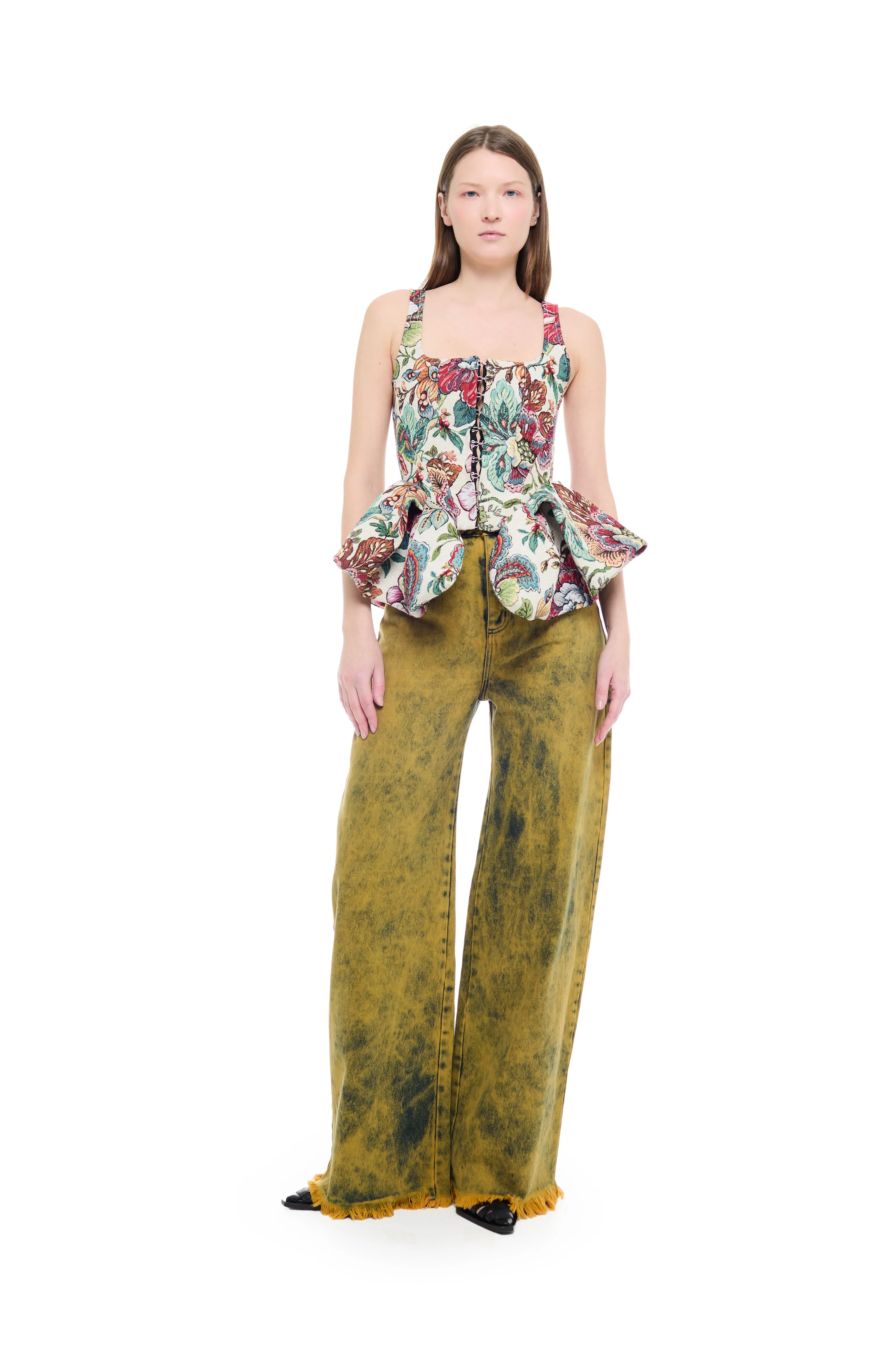 YELLOW OVERDYE DENIM BOYFRIEND TROUSERS sold by Marques ’ Almeida