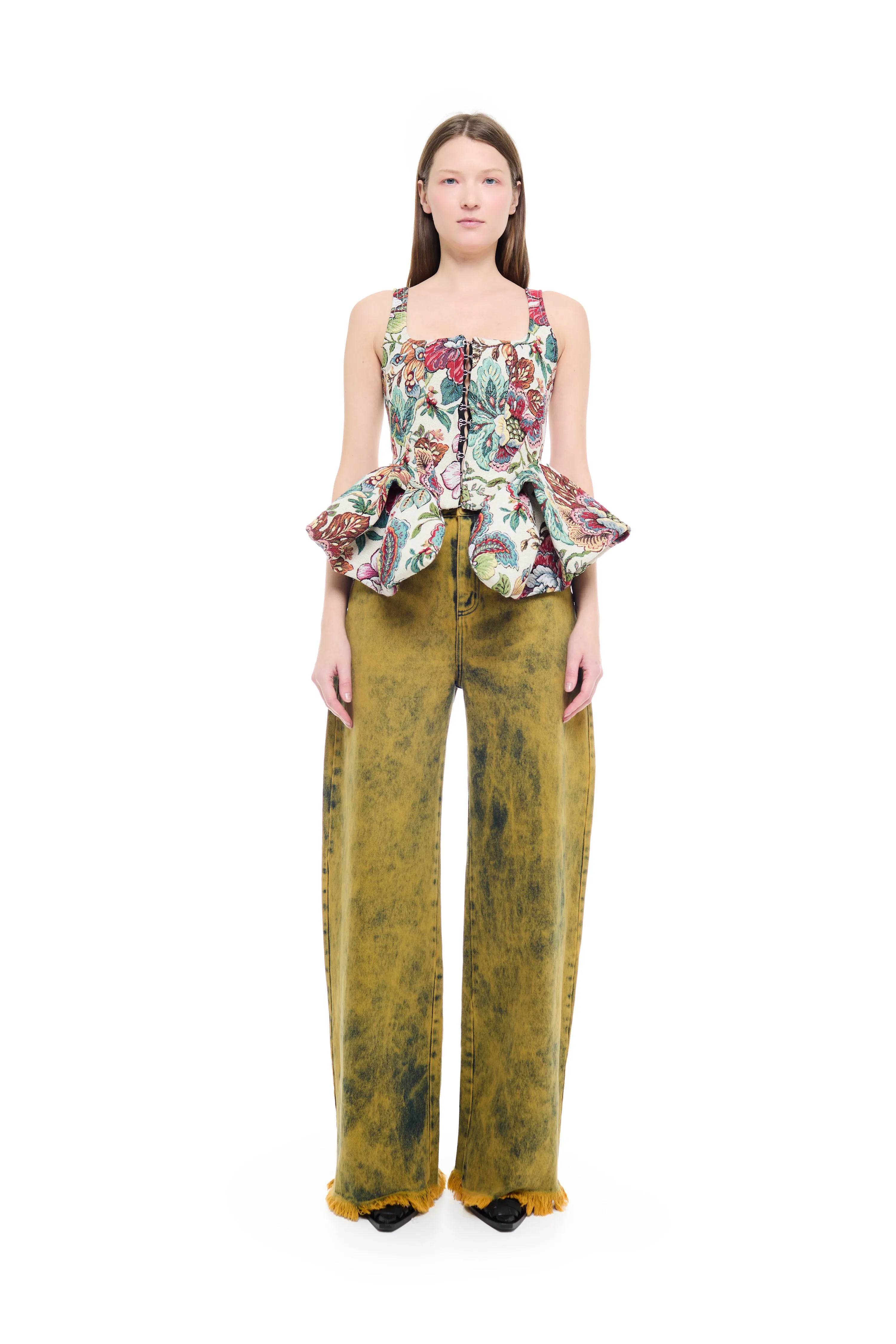 YELLOW OVERDYE DENIM BOYFRIEND TROUSERS sold by Marques ’ Almeida product image thumbnail 5