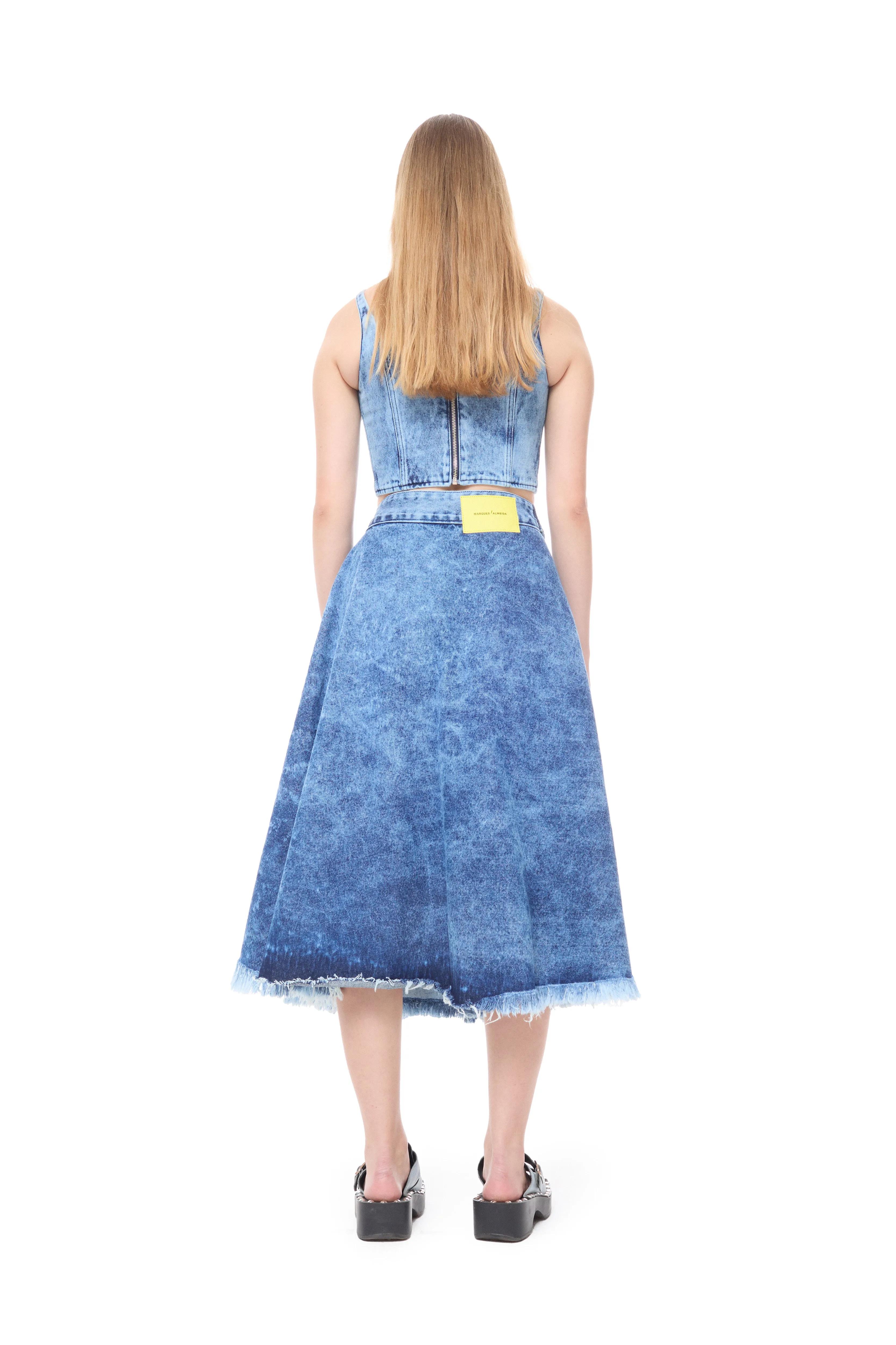 BLUE ACID WASH MIDI KILT SKIRT WITH BUCKLE FASTENING sold by Marques ’ Almeida product image thumbnail 2