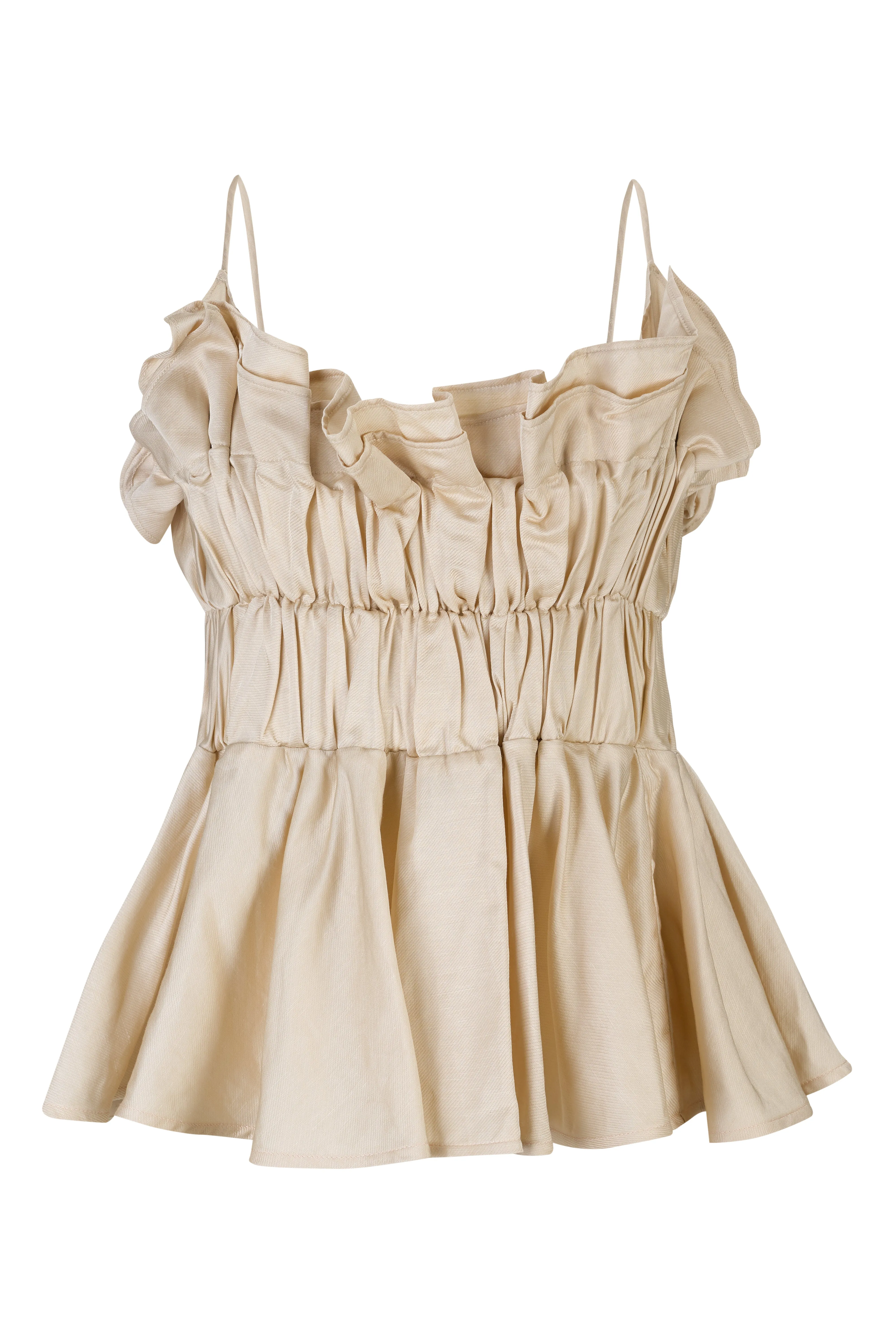 BEIGE LINEN GATHERED STRAP TOP sold by Marques ’ Almeida product image thumbnail 2