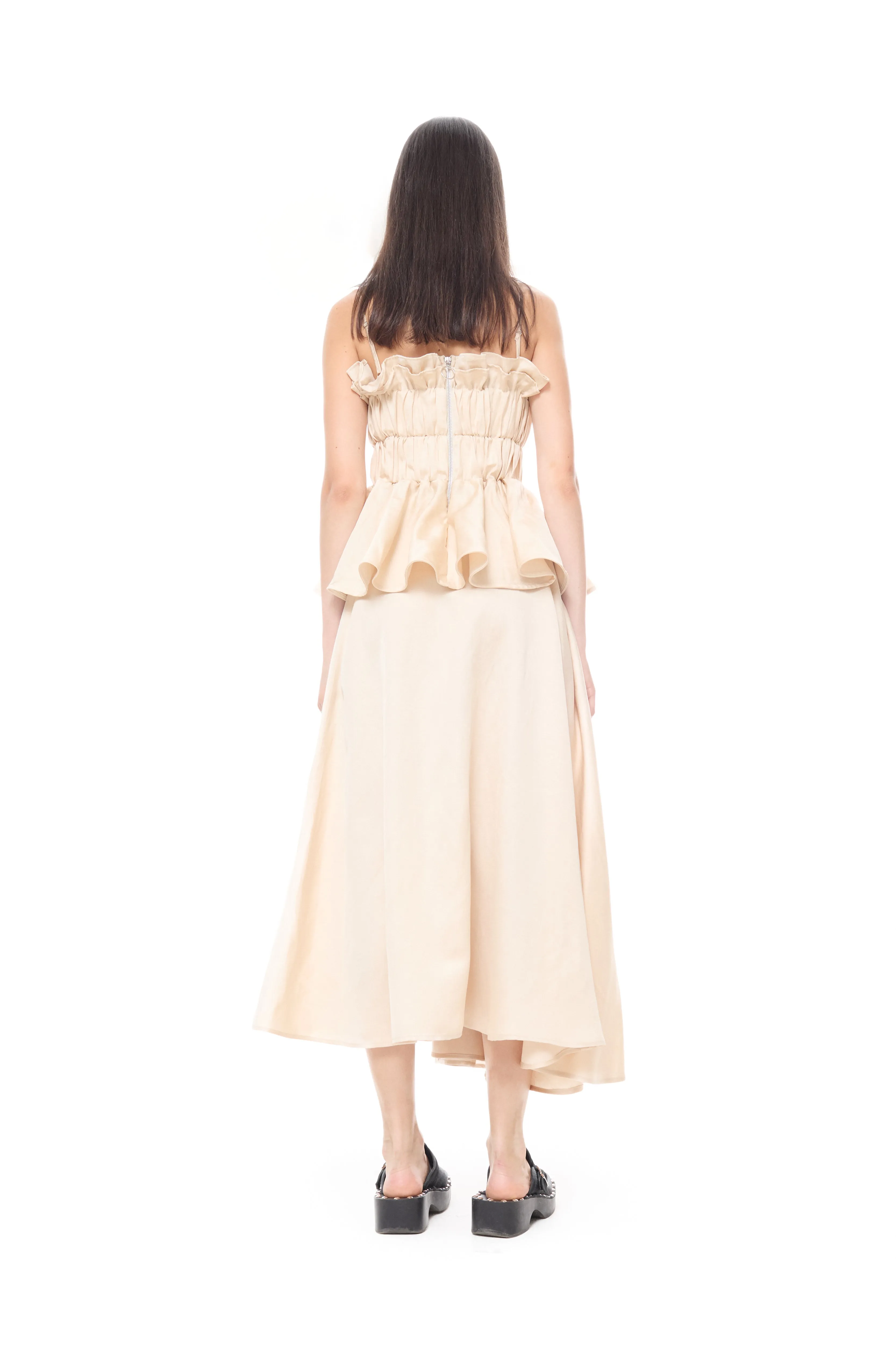 BEIGE LINEN GATHERED STRAP TOP sold by Marques ’ Almeida product image thumbnail 3