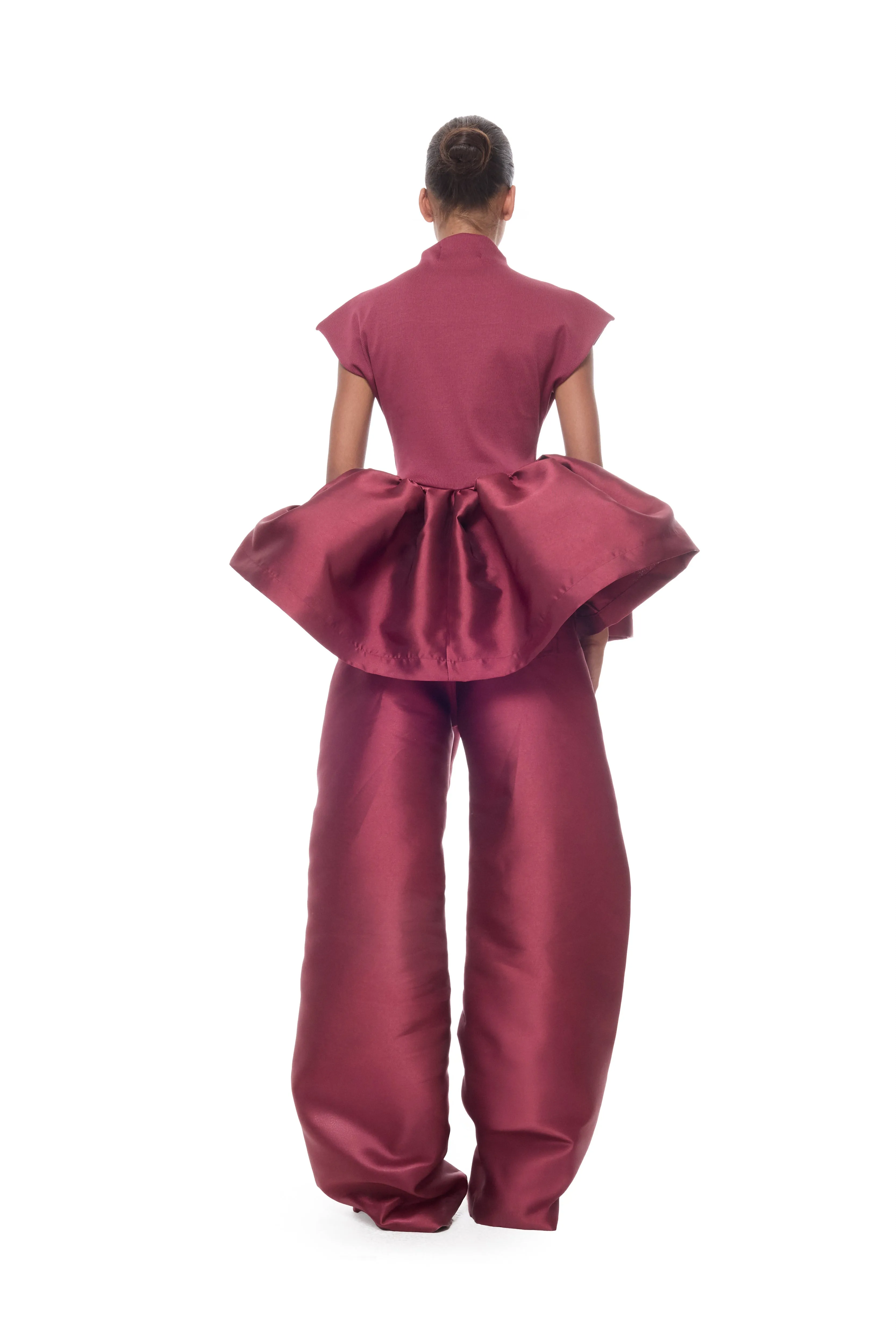 BURGUNDY CAP SLEEVE TOP WITH PEPLUM sold by Marques ’ Almeida product image thumbnail 3