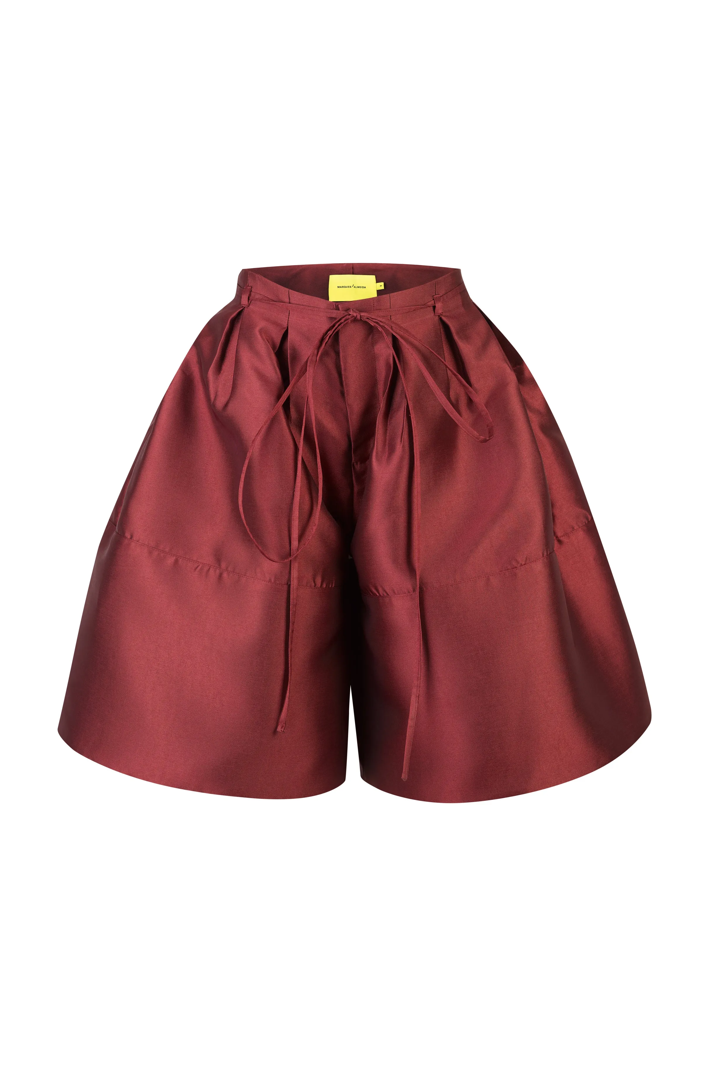 BURGUNDY HEAVY SATIN A-LINE VOLUME SHORTS sold by Marques ’ Almeida product image thumbnail 2