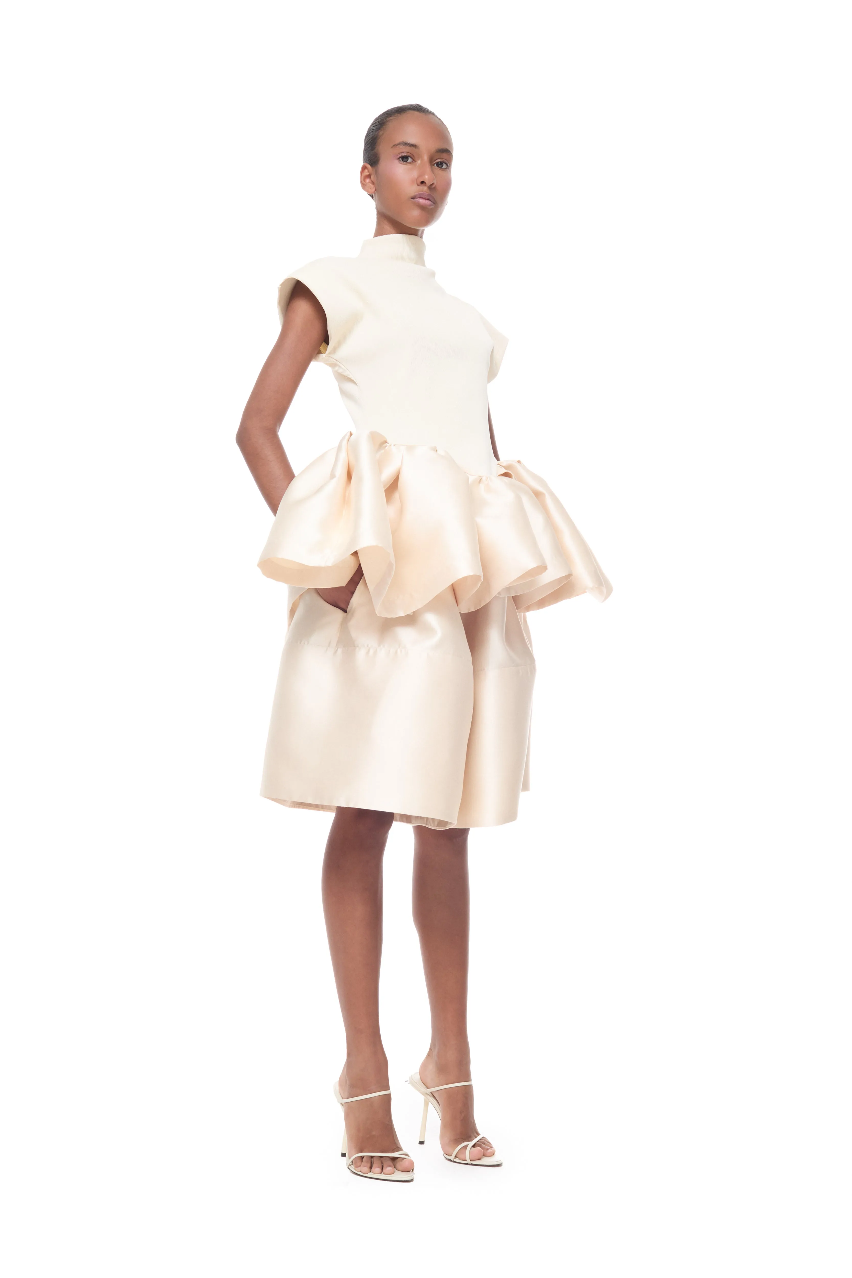 BEIGE MIKADO A-LINE VOLUME SHORTS sold by Marques ’ Almeida product image thumbnail 5