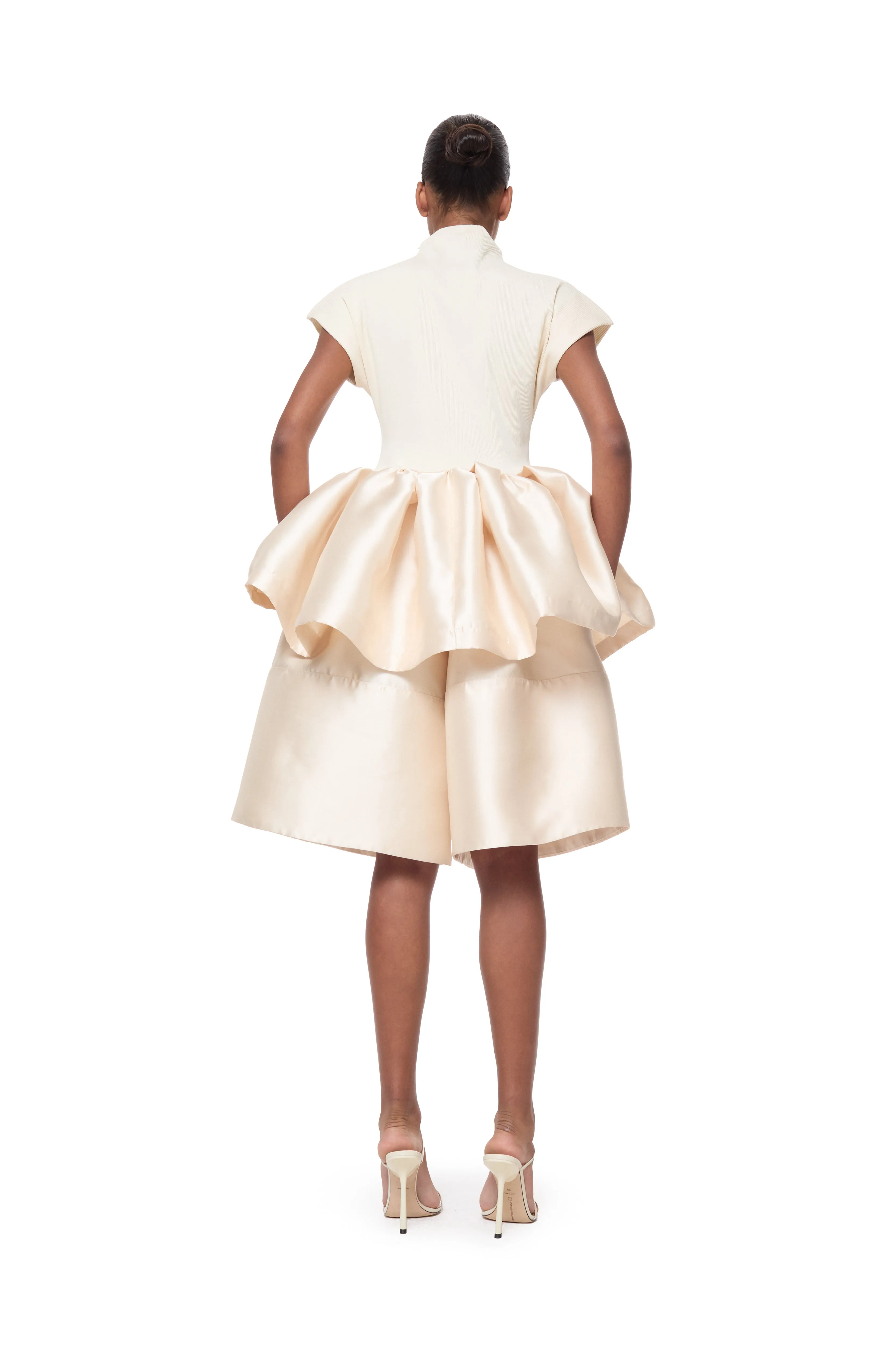 BEIGE MIKADO A-LINE VOLUME SHORTS sold by Marques ’ Almeida product image thumbnail 3