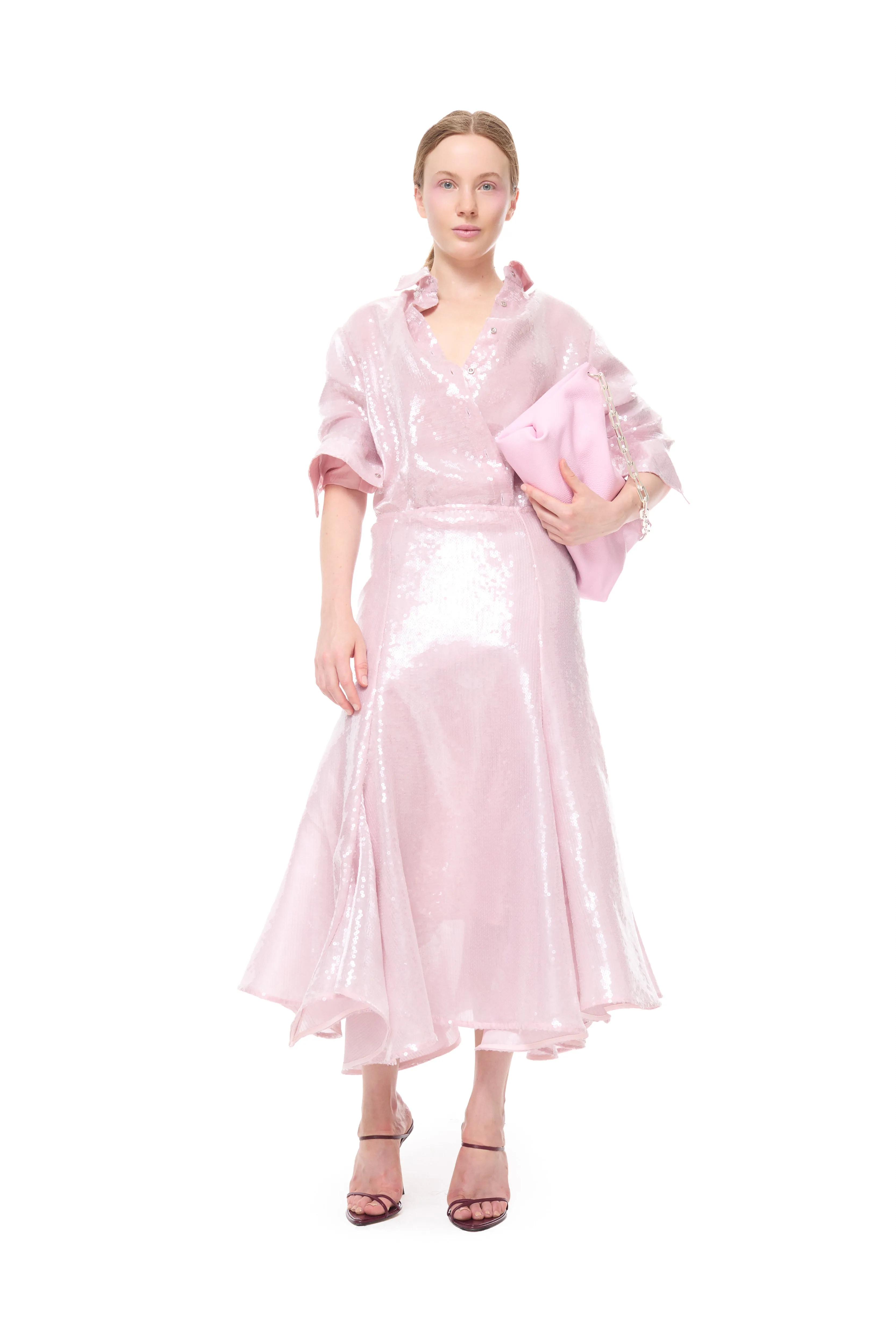 PINK DOUBLE LAYERED SEQUIN SHIRT sold by Marques ’ Almeida