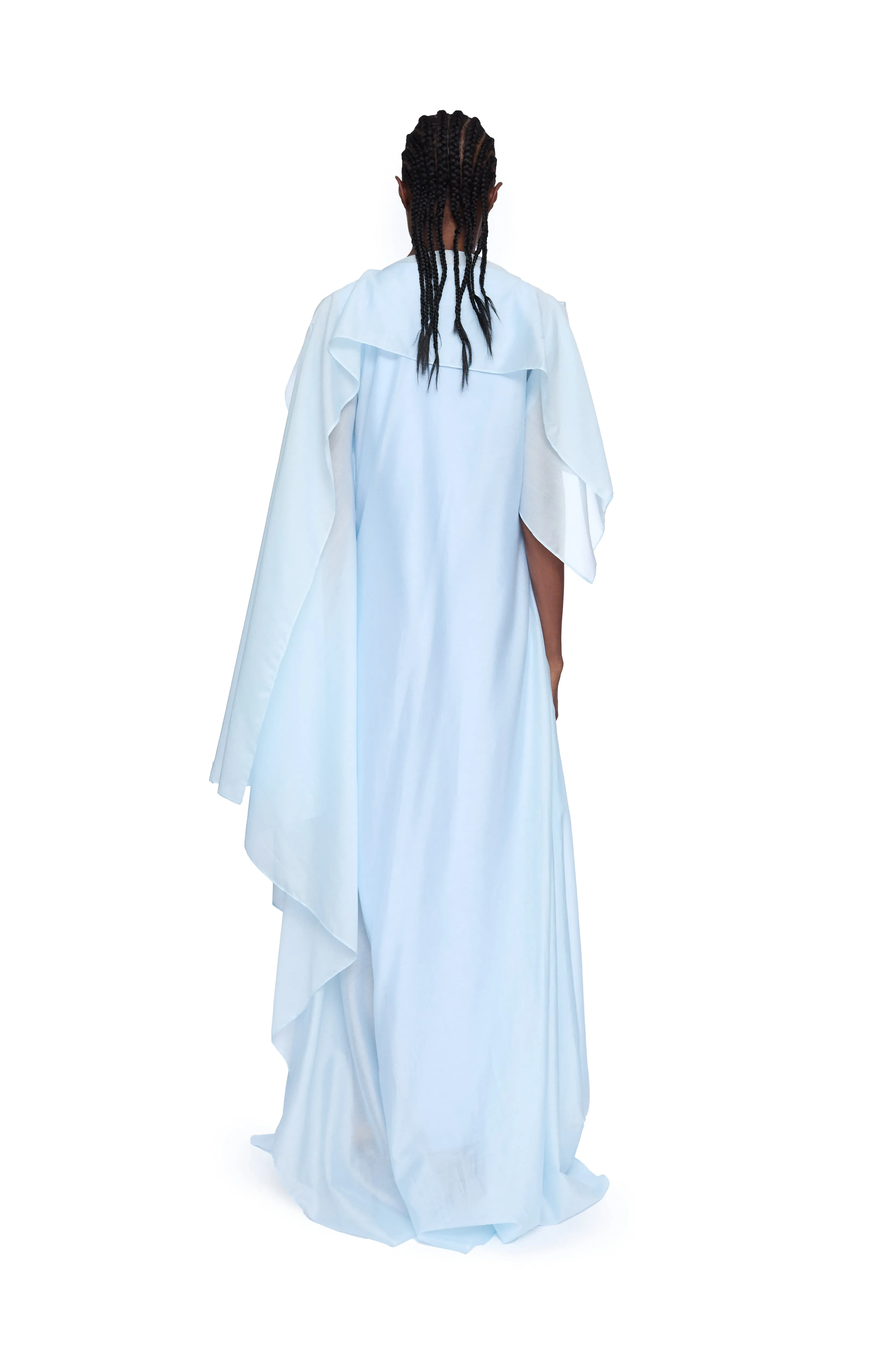 LIGHT BLUE WATERCOLOUR FLOWER SCARF DRAPE LONG DRESS sold by Marques ’ Almeida product image thumbnail 2