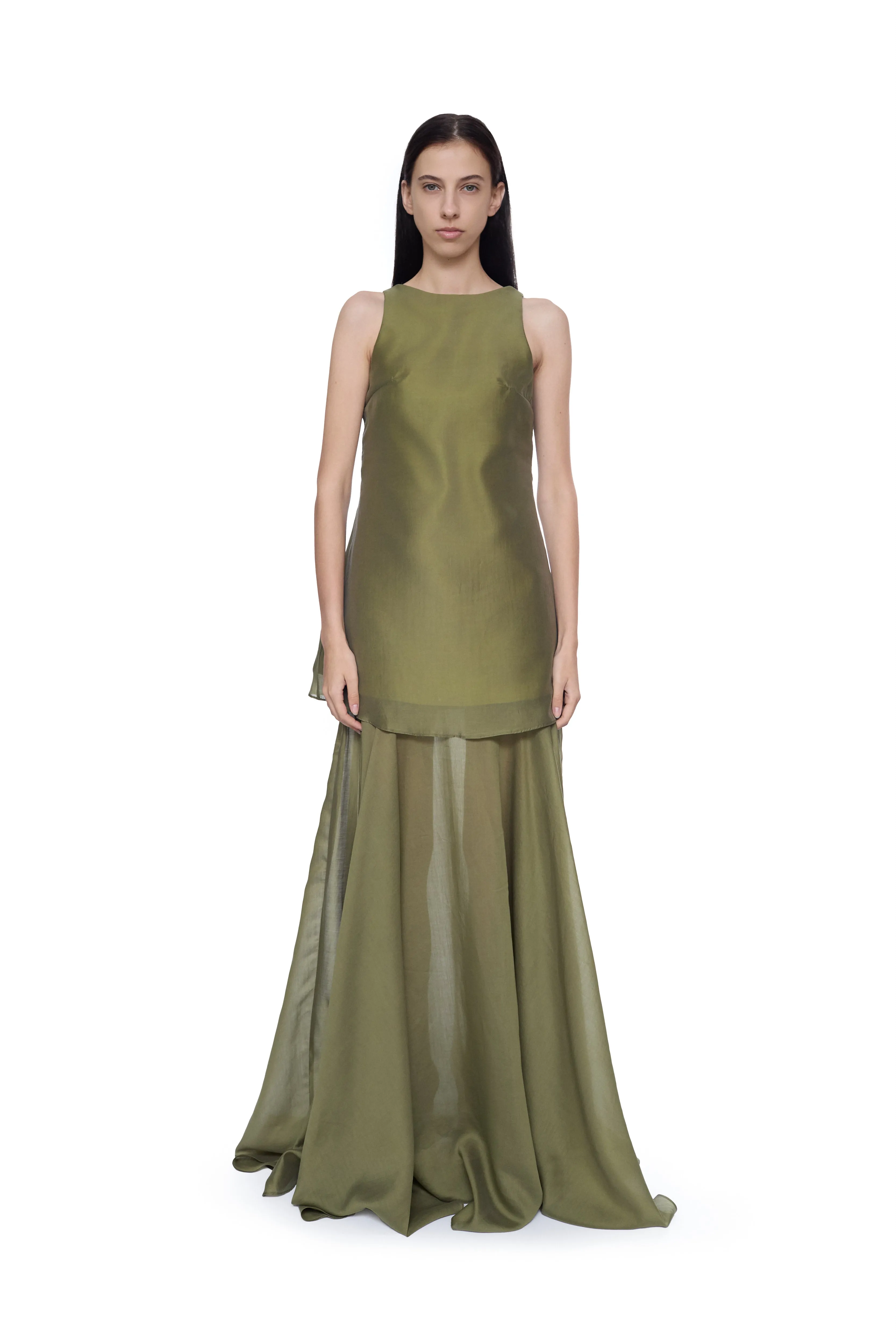 GREEN DOUBLE LAYERED LONG DRESS sold by Marques ’ Almeida product image thumbnail 5