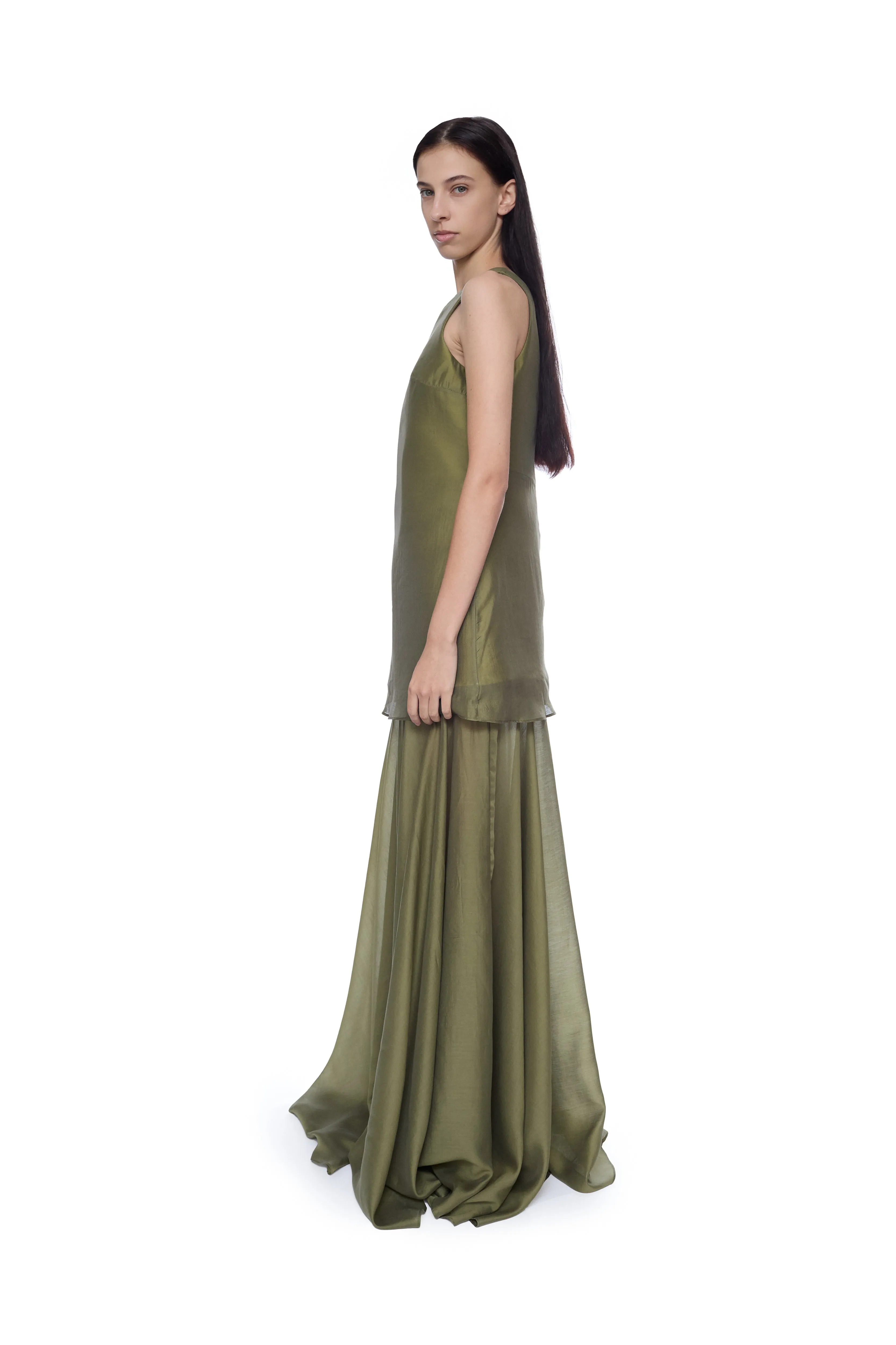 GREEN DOUBLE LAYERED LONG DRESS sold by Marques ’ Almeida product image thumbnail 3