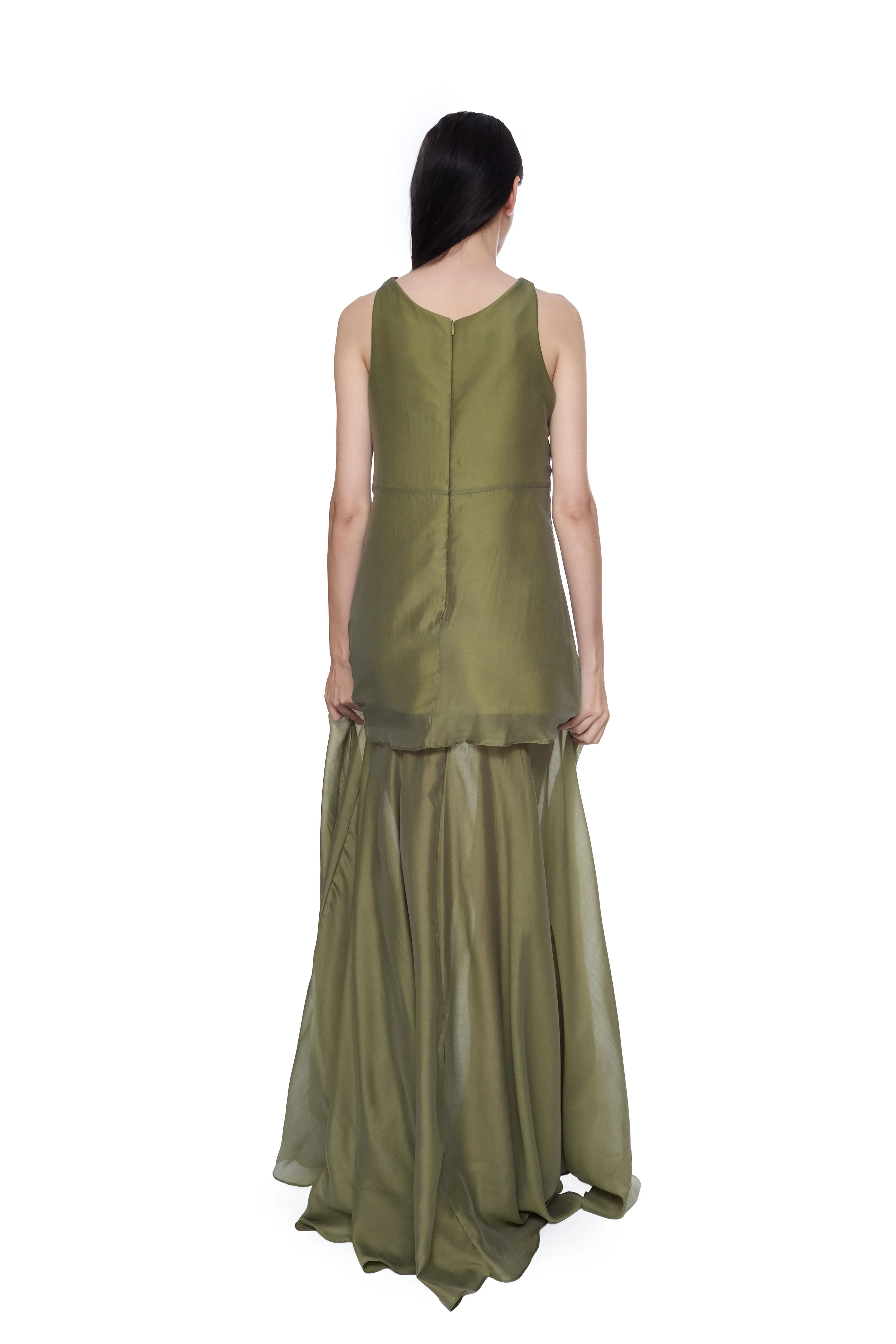 GREEN DOUBLE LAYERED LONG DRESS sold by Marques ’ Almeida product image thumbnail 2