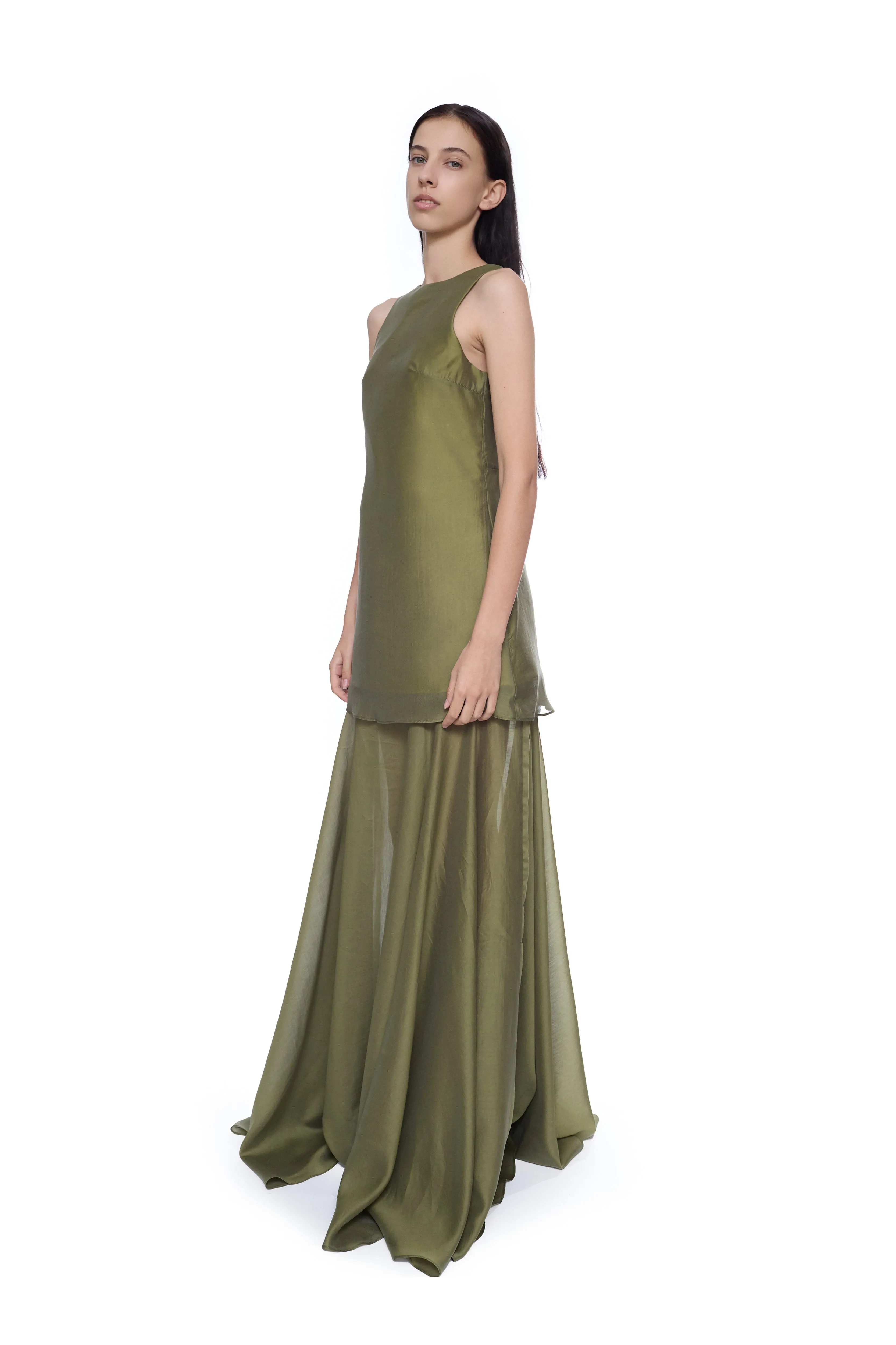 GREEN DOUBLE LAYERED LONG DRESS sold by Marques ’ Almeida product image thumbnail 4