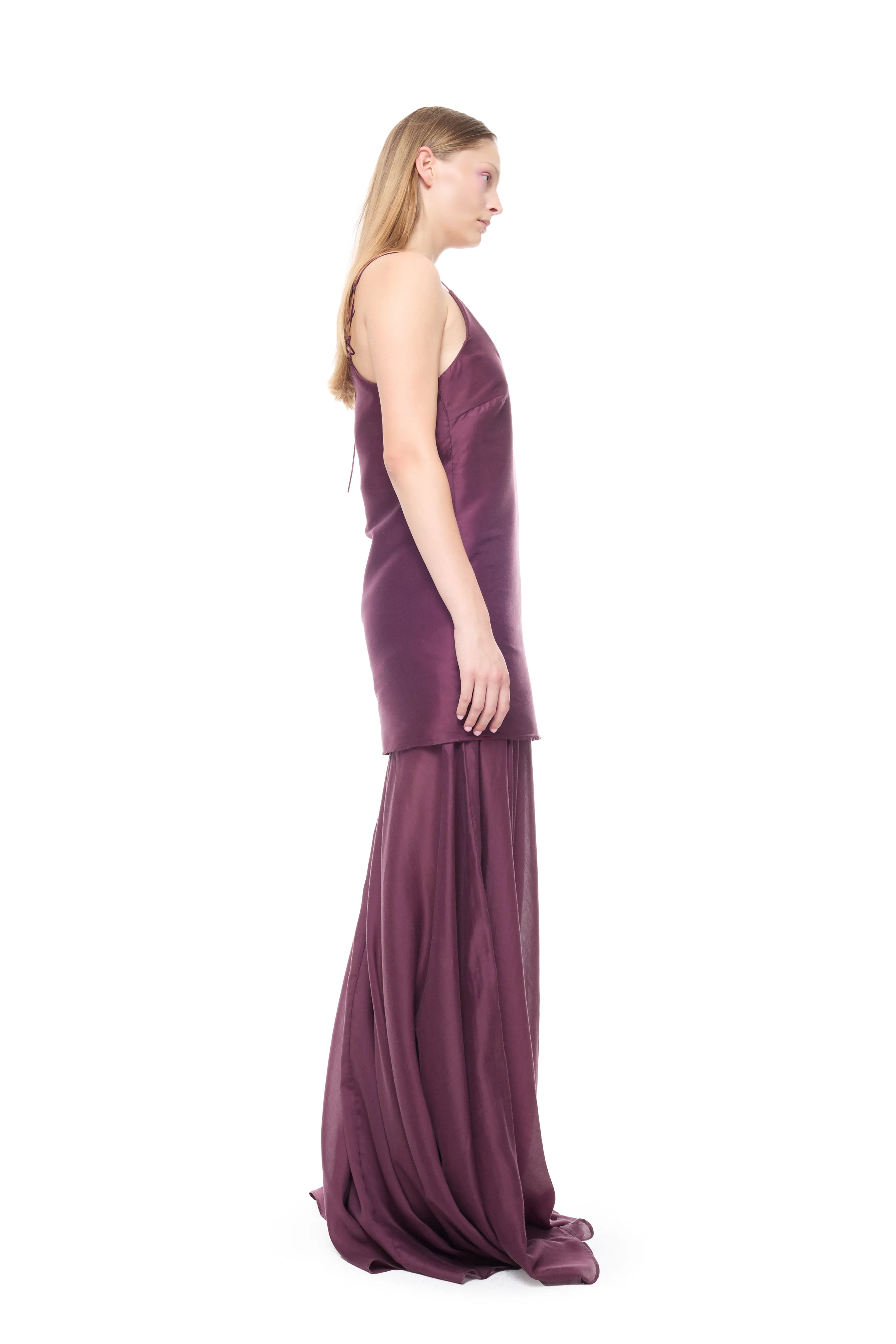 BURGUNDY DOUBLE LAYERED STRAPPY LONG DRESS sold by Marques ’ Almeida product image thumbnail 4
