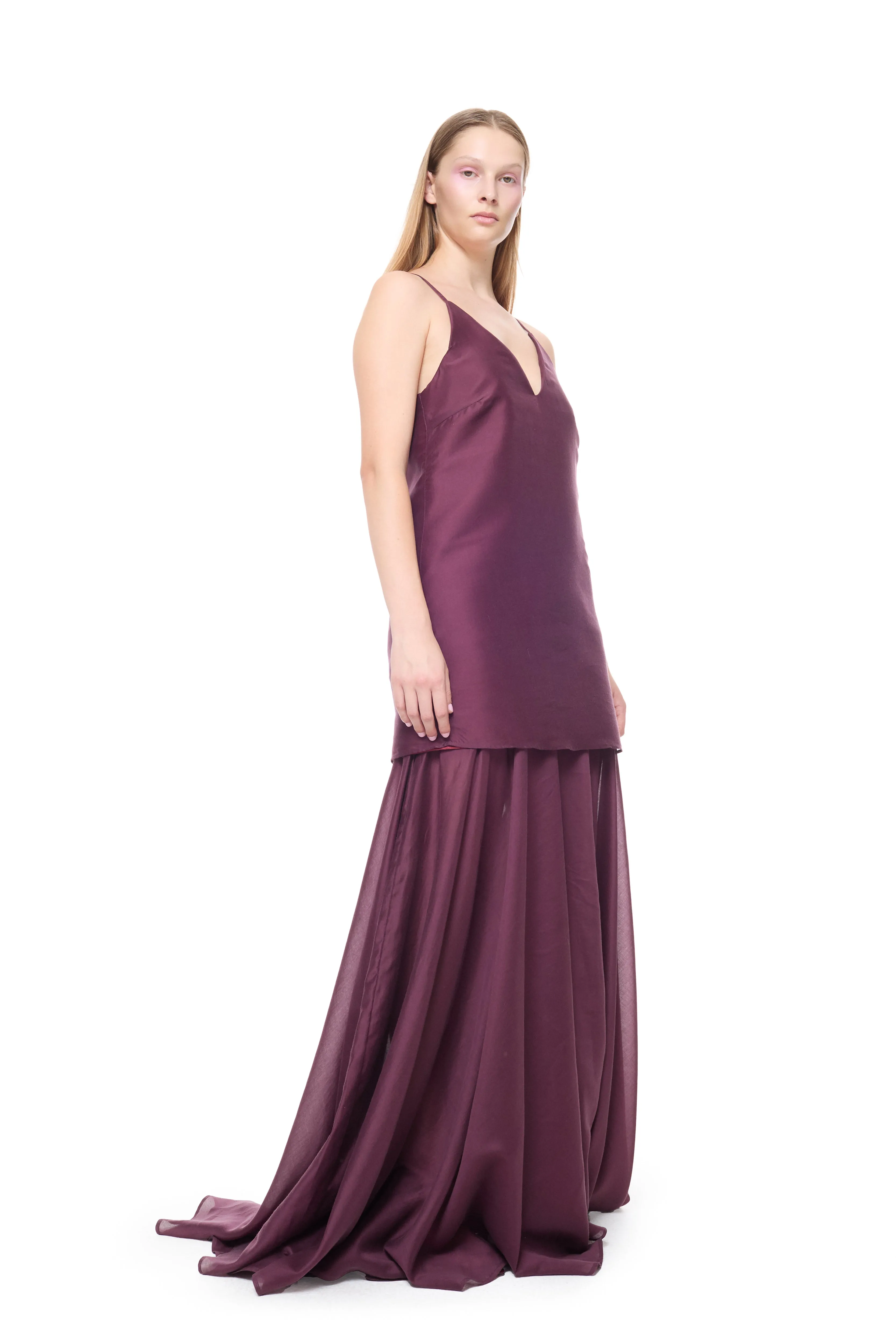 BURGUNDY DOUBLE LAYERED STRAPPY LONG DRESS sold by Marques ’ Almeida product image thumbnail 3