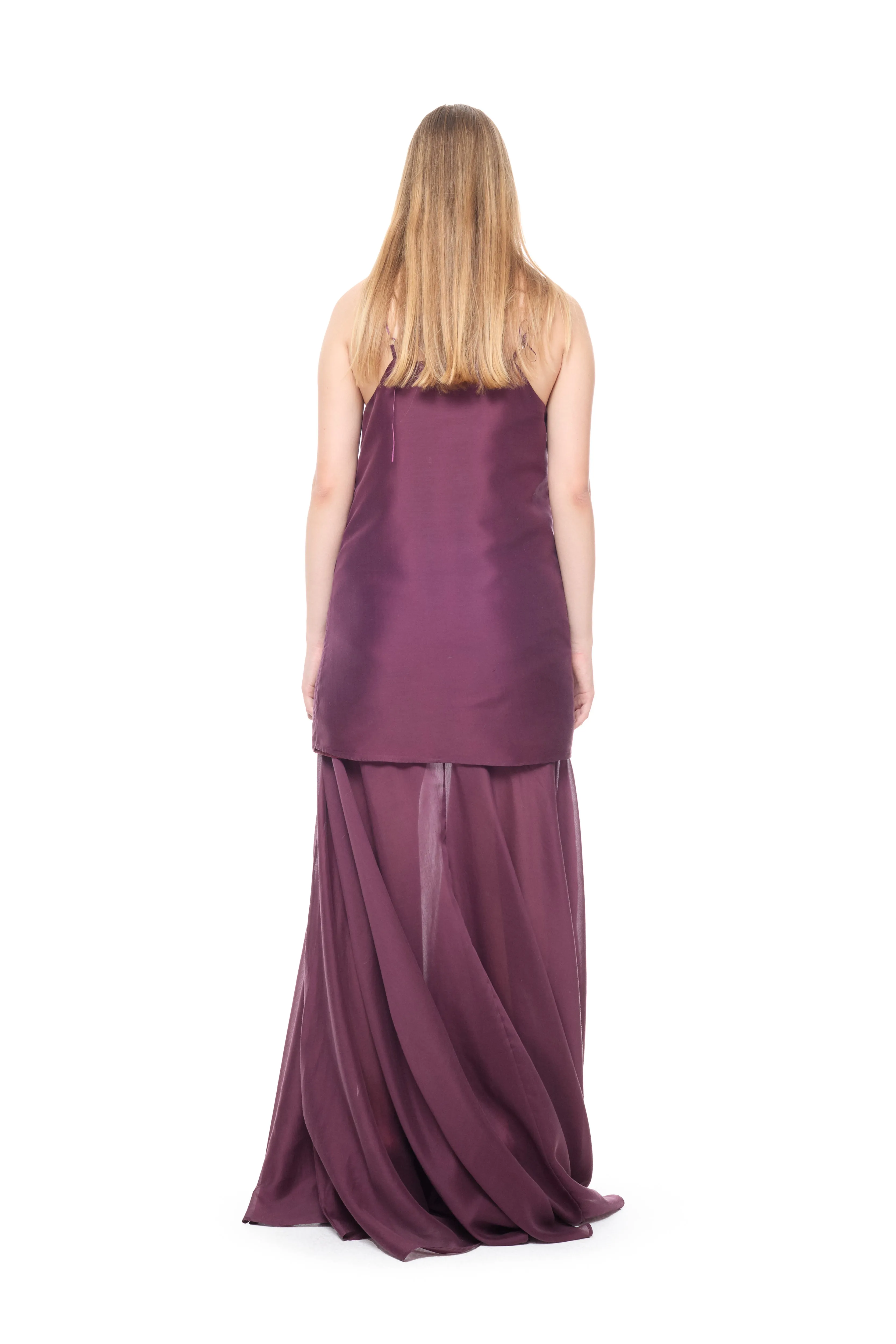 BURGUNDY DOUBLE LAYERED STRAPPY LONG DRESS sold by Marques ’ Almeida product image thumbnail 2