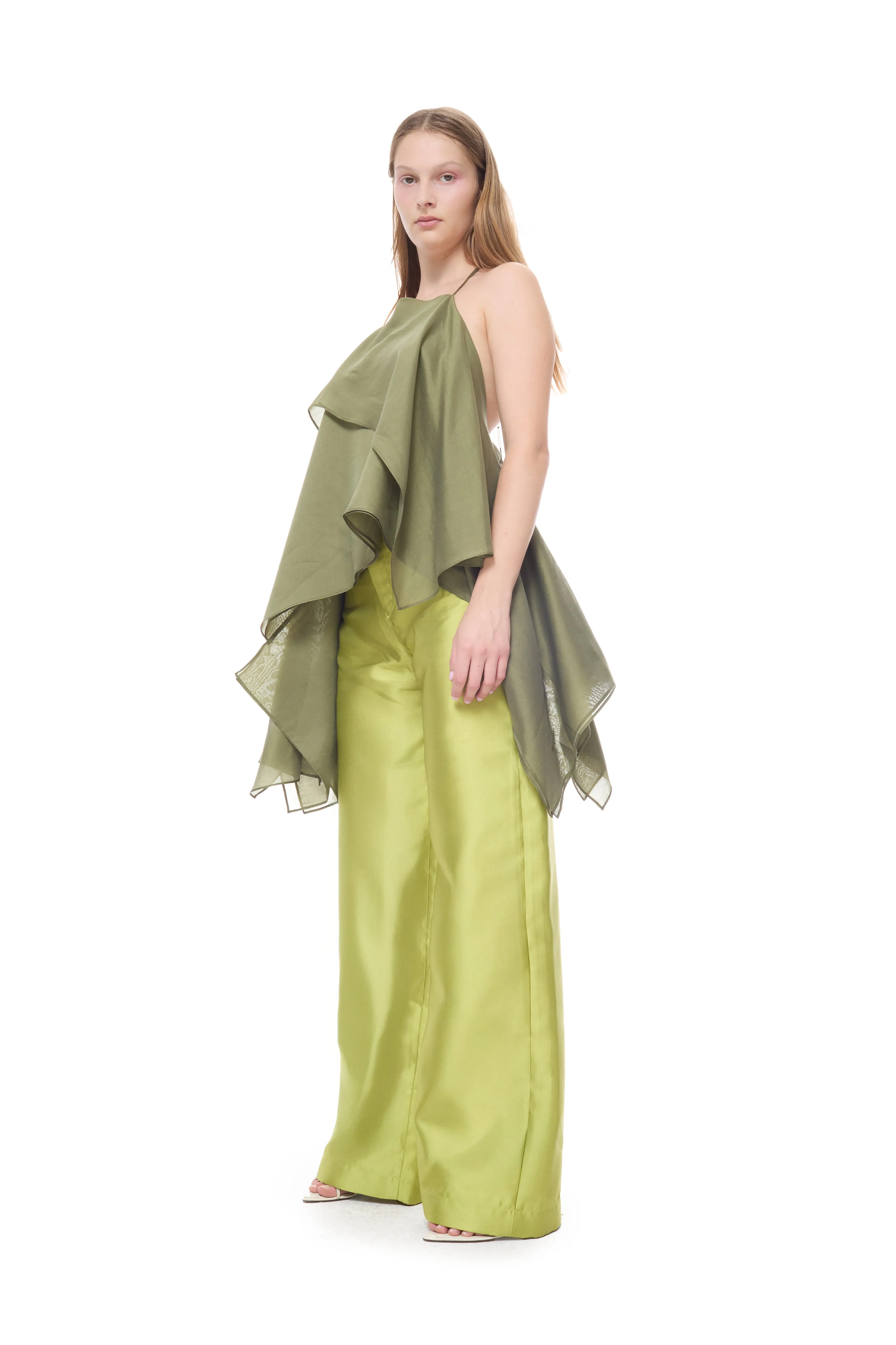 GREEN DOUBLE LAYERED SCARF TOP sold by Marques ’ Almeida product image thumbnail 3
