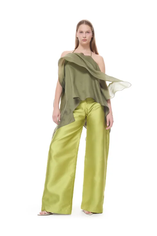 GREEN DOUBLE LAYERED SCARF TOP made by Marques ’ Almeida