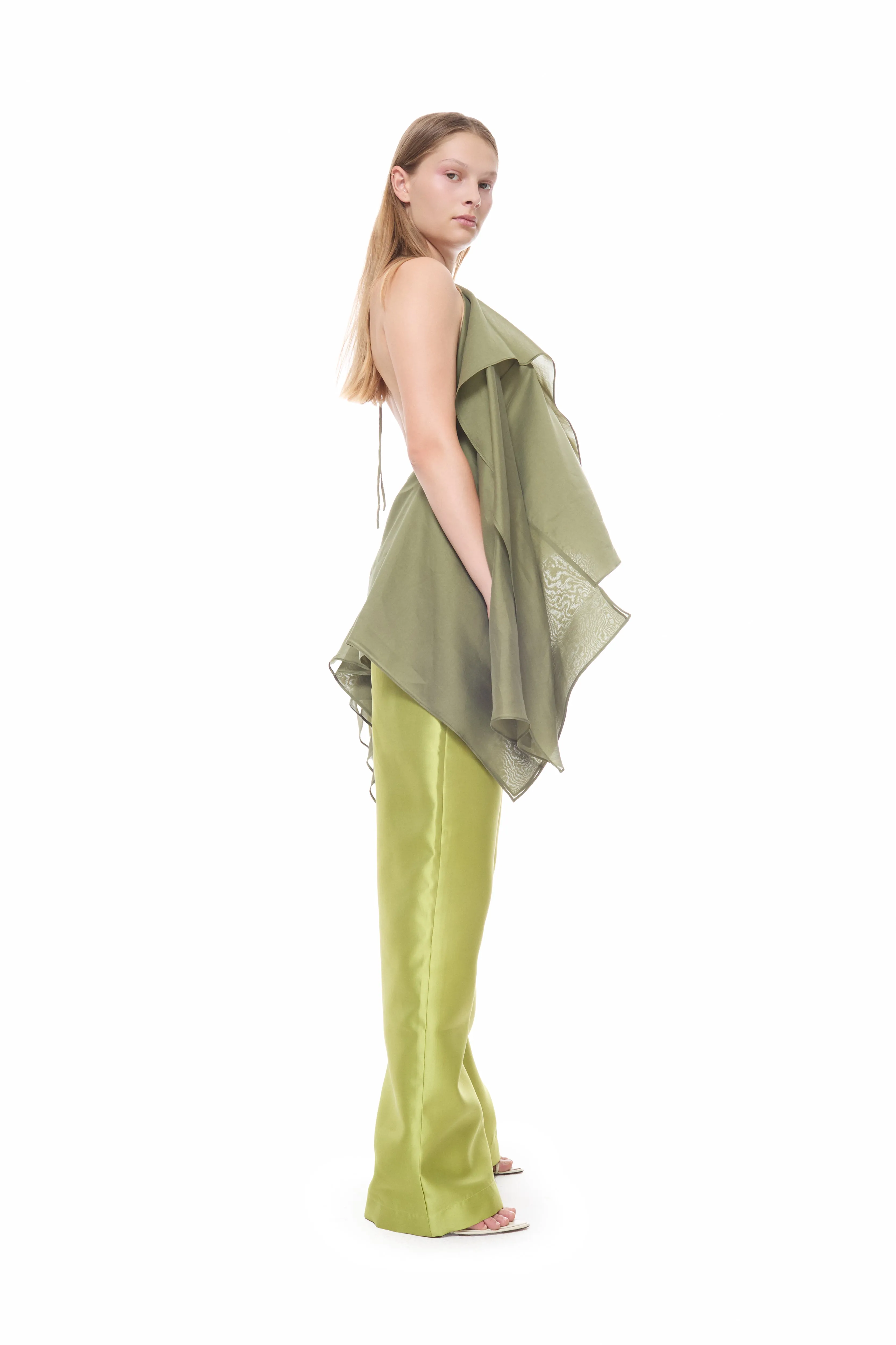 GREEN DOUBLE LAYERED SCARF TOP sold by Marques ’ Almeida product image thumbnail 4