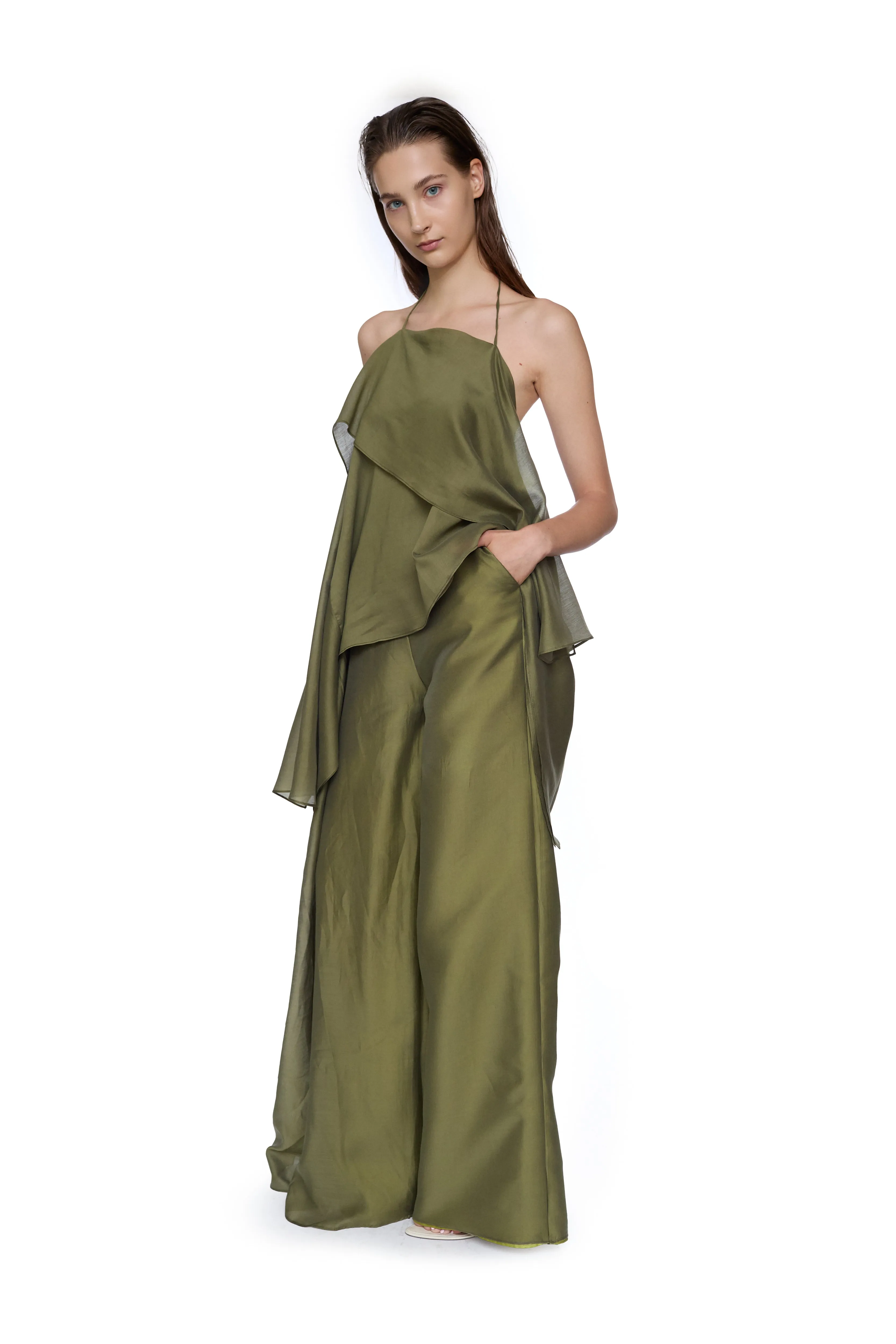 GREEN DOUBLE LAYERED BOYFRIEND TROUSERS sold by Marques ’ Almeida product image thumbnail 5