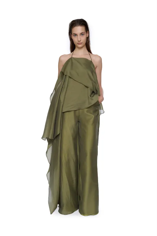 GREEN DOUBLE LAYERED BOYFRIEND TROUSERS made by Marques ’ Almeida