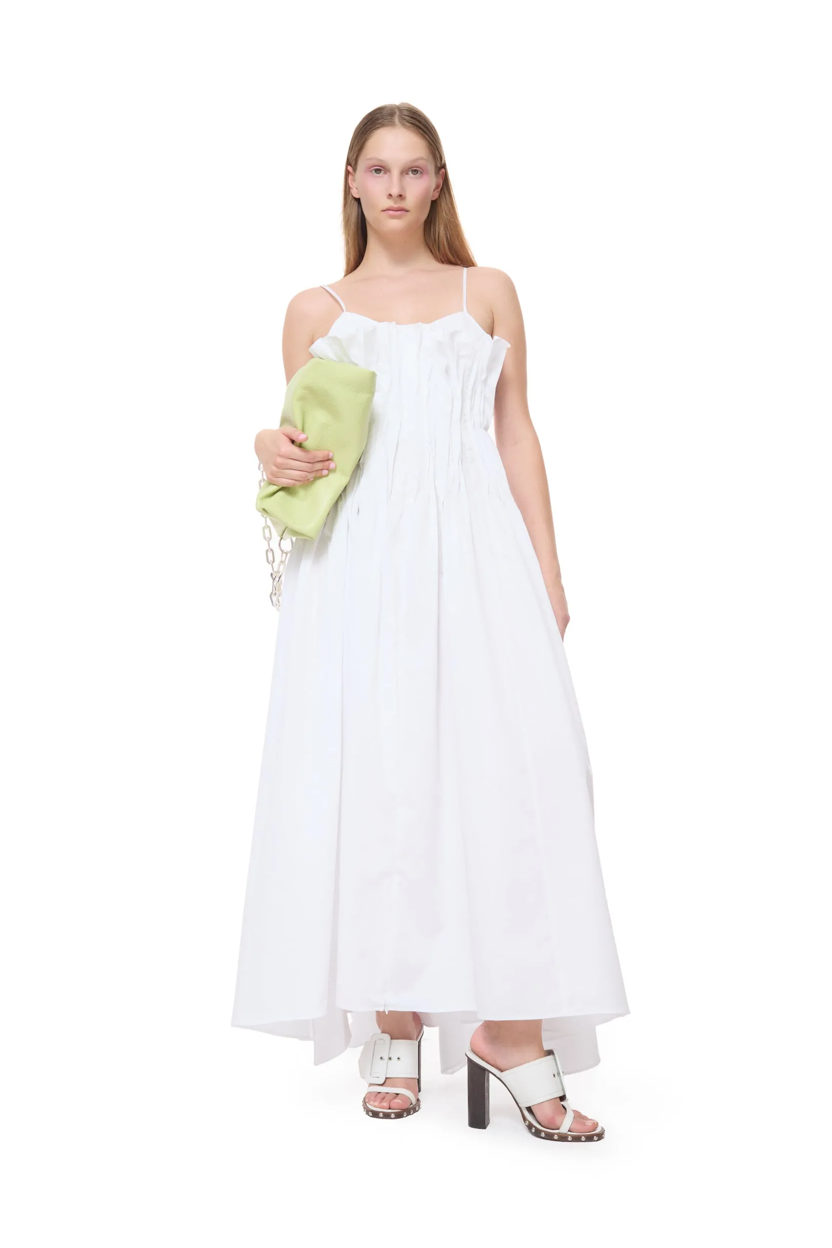 WHITE CINCHED PLEATED MAXI DRESS sold by Marques ’ Almeida