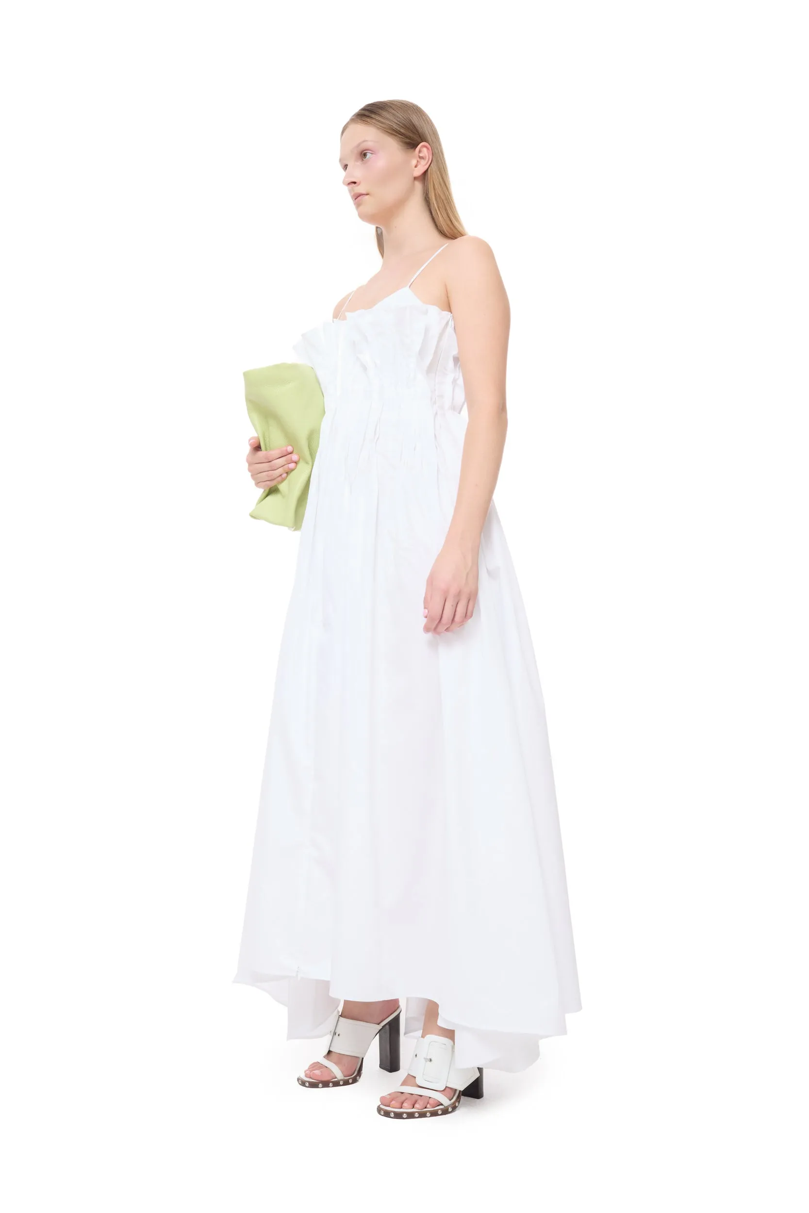 WHITE CINCHED PLEATED MAXI DRESS sold by Marques ’ Almeida product image thumbnail 4