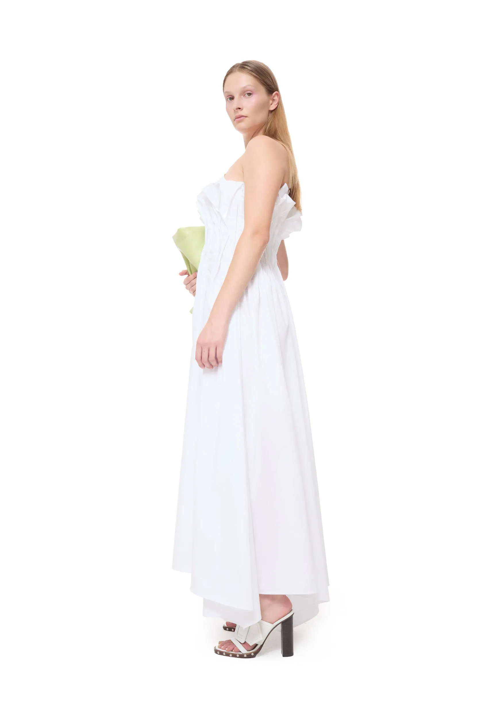 WHITE CINCHED PLEATED MAXI DRESS sold by Marques ’ Almeida product image thumbnail 5