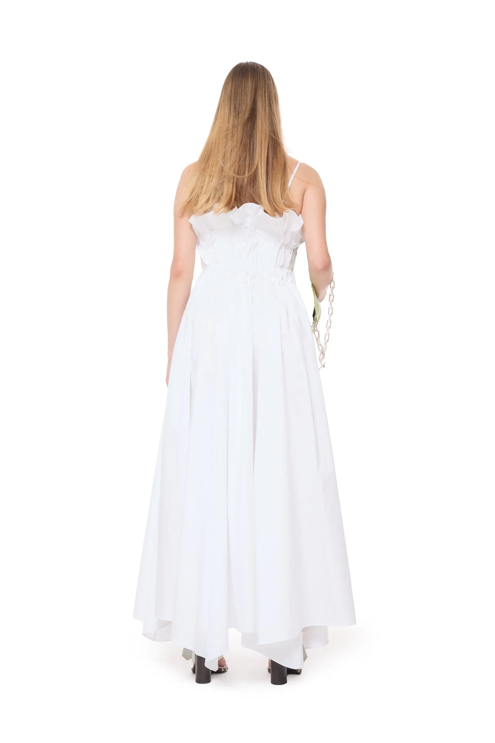 WHITE CINCHED PLEATED MAXI DRESS sold by Marques ’ Almeida product image thumbnail 3