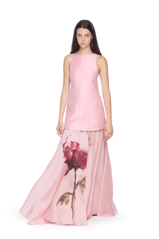 PINK WATERCOLOUR FLOWER HALTER NECK LONG DRESS made by Marques ’ Almeida