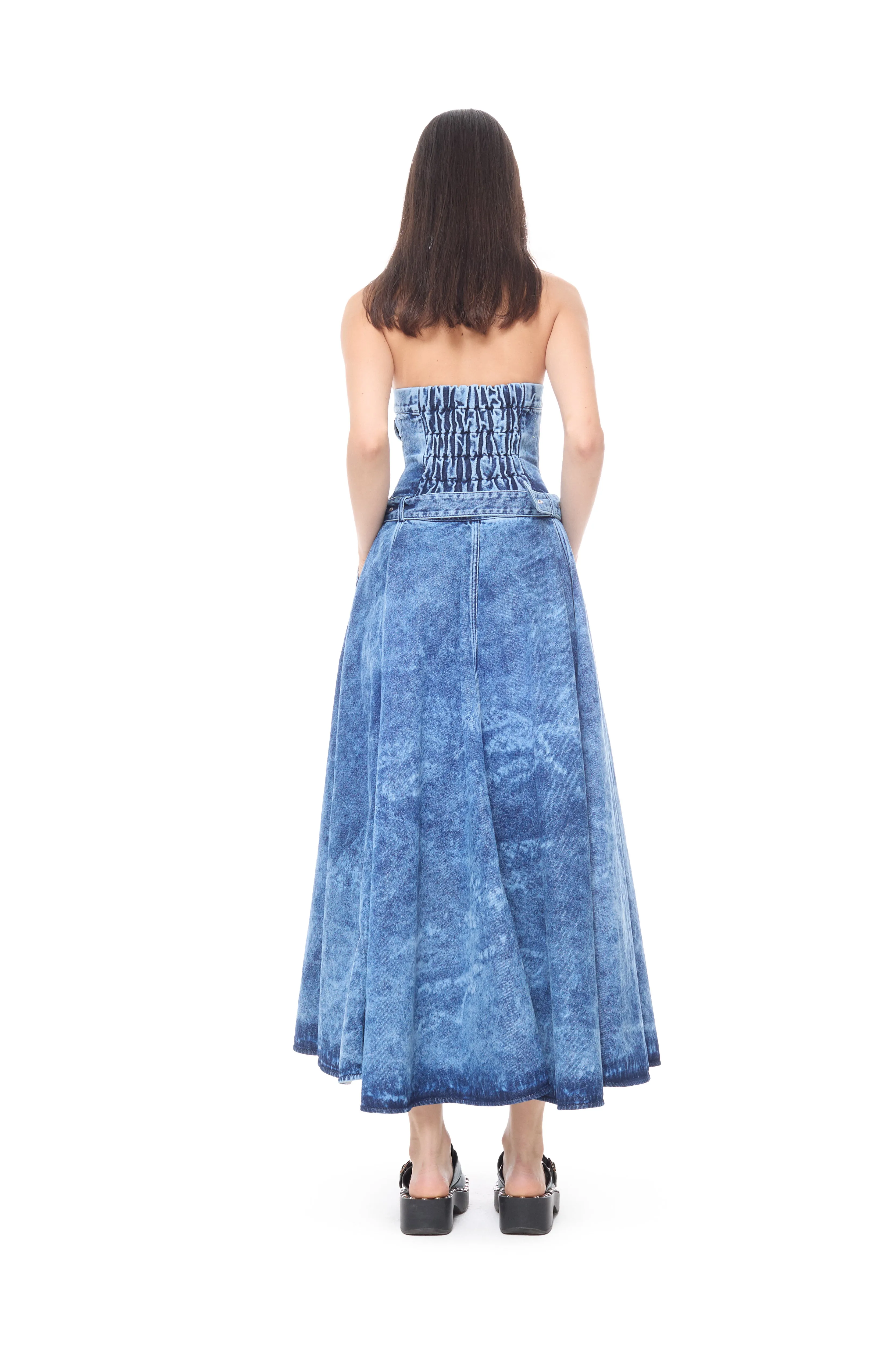 BLUE ACID WASH DENIM STRAPLESS CORSET MIDI DRESS sold by Marques ’ Almeida product image thumbnail 2