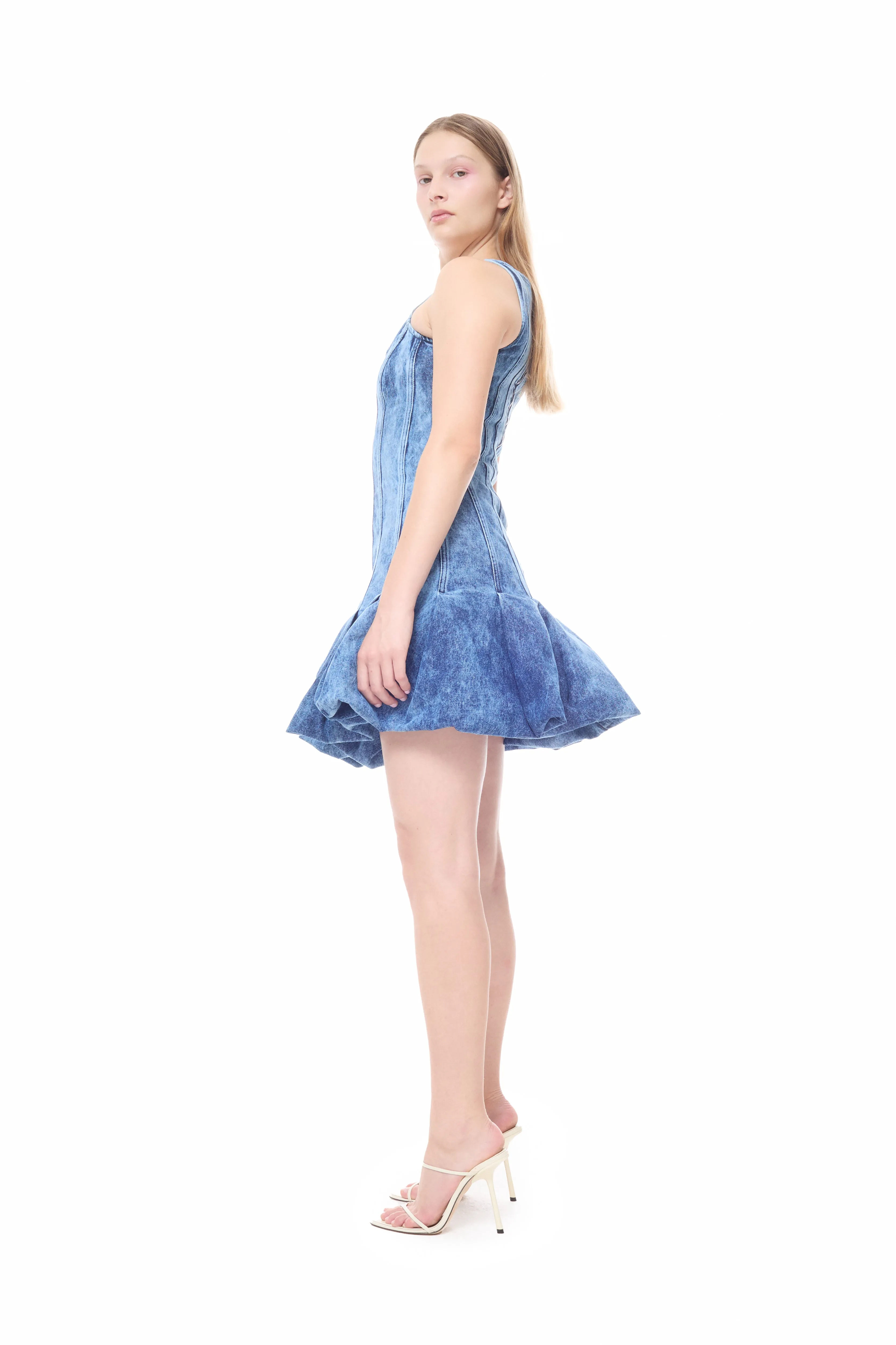 BLUE ACID WASH DENIM SLEEVELESS MINI DRESS sold by Marques ’ Almeida product image thumbnail 4