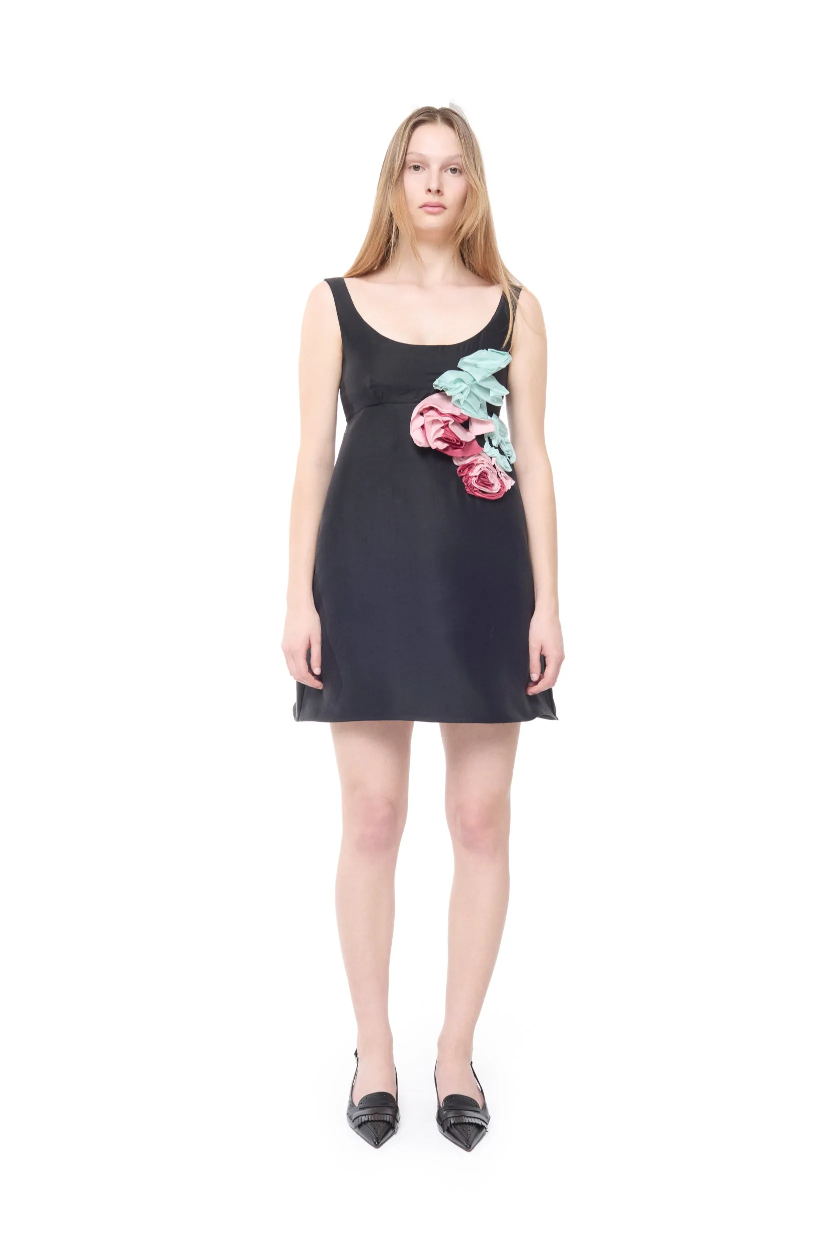 BLACK MINI DRESS WITH COLOUR FLOWER EMBELLISHED sold by Marques ’ Almeida product image thumbnail 4