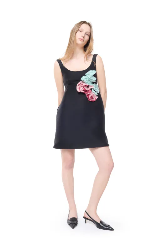 BLACK MINI DRESS WITH COLOUR FLOWER EMBELLISHED made by Marques ’ Almeida
