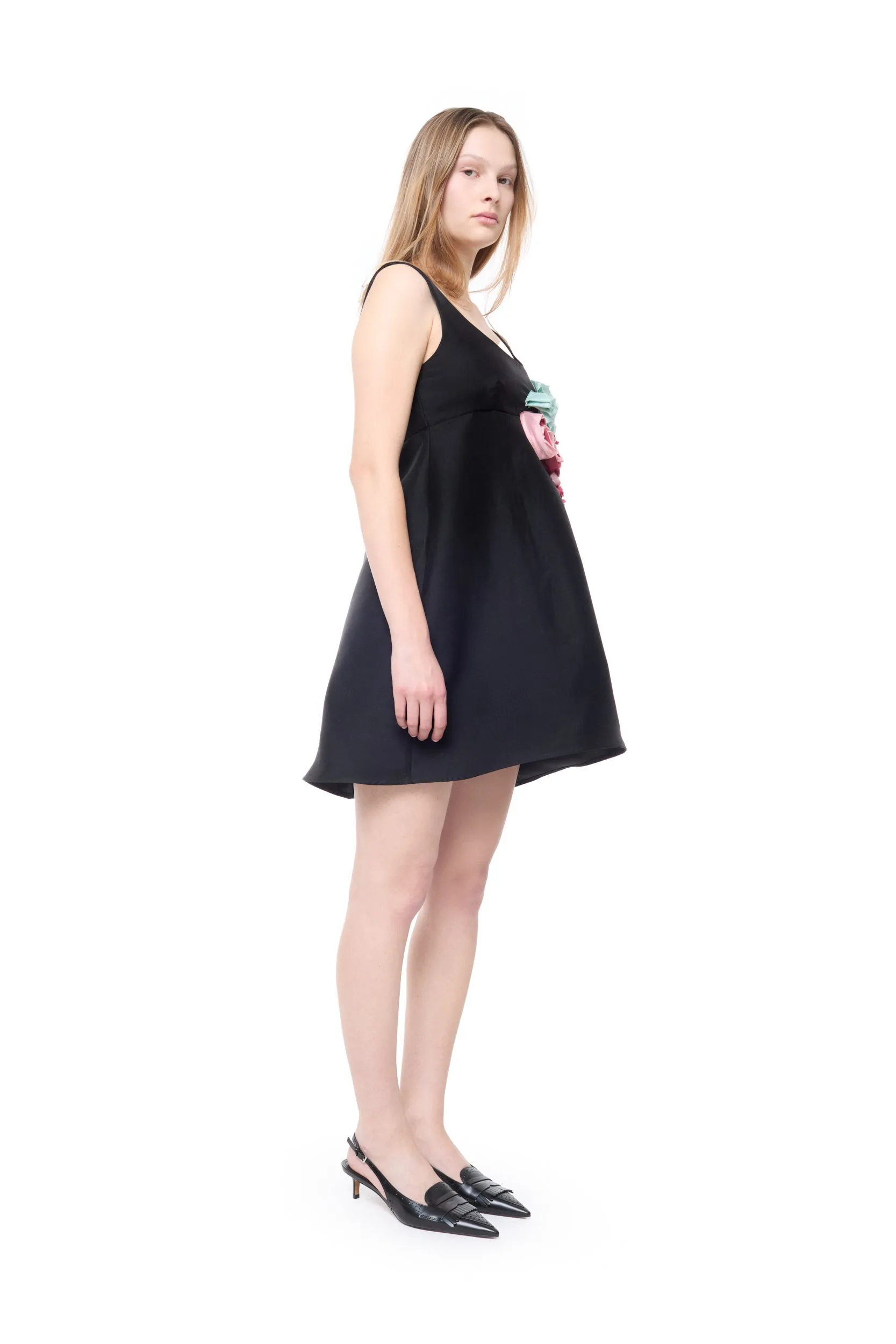 BLACK MINI DRESS WITH COLOUR FLOWER EMBELLISHED sold by Marques ’ Almeida product image thumbnail 2