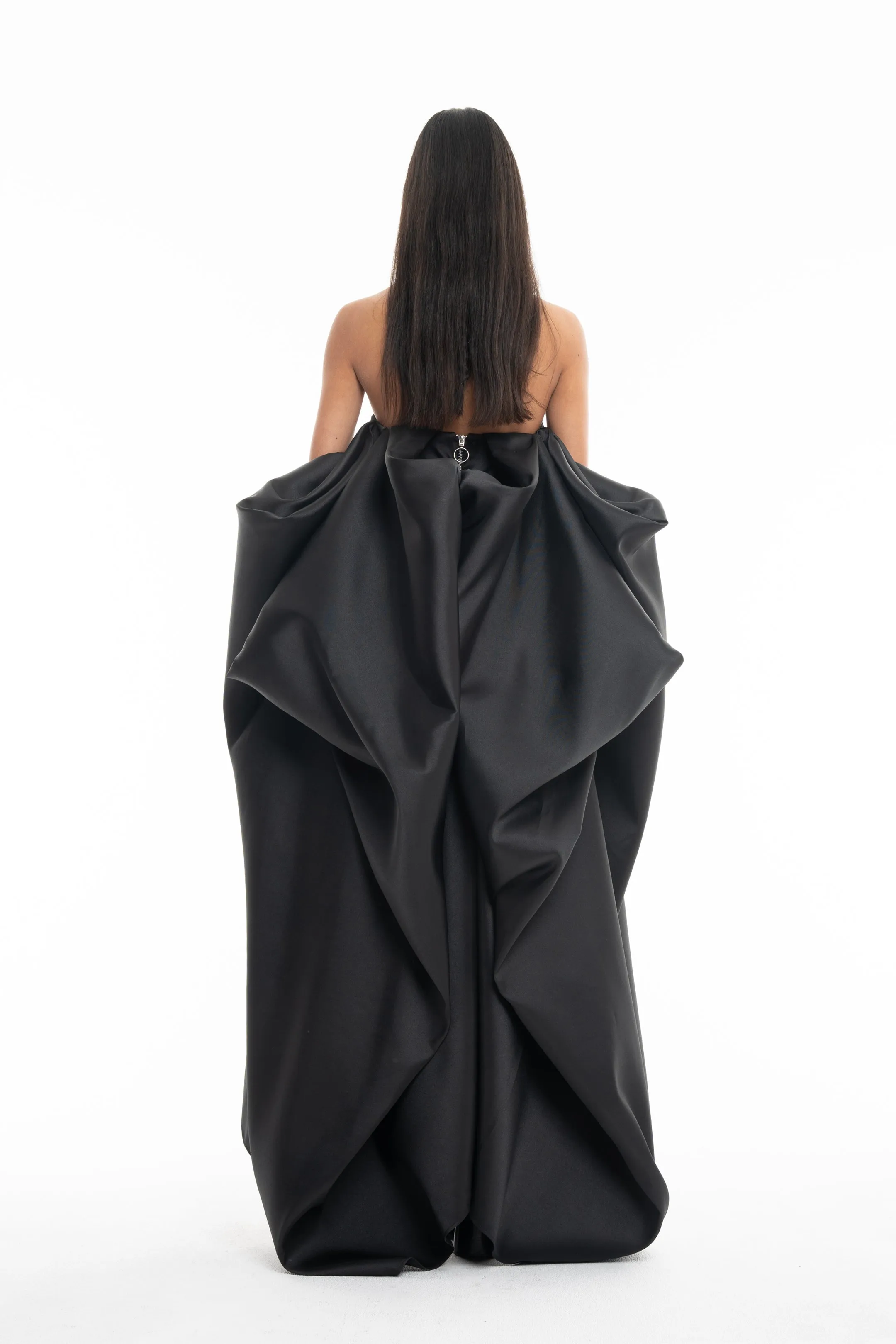 BLACK STRAPLESS DRESS WITH BACK DRAPE sold by Marques ’ Almeida product image thumbnail 2