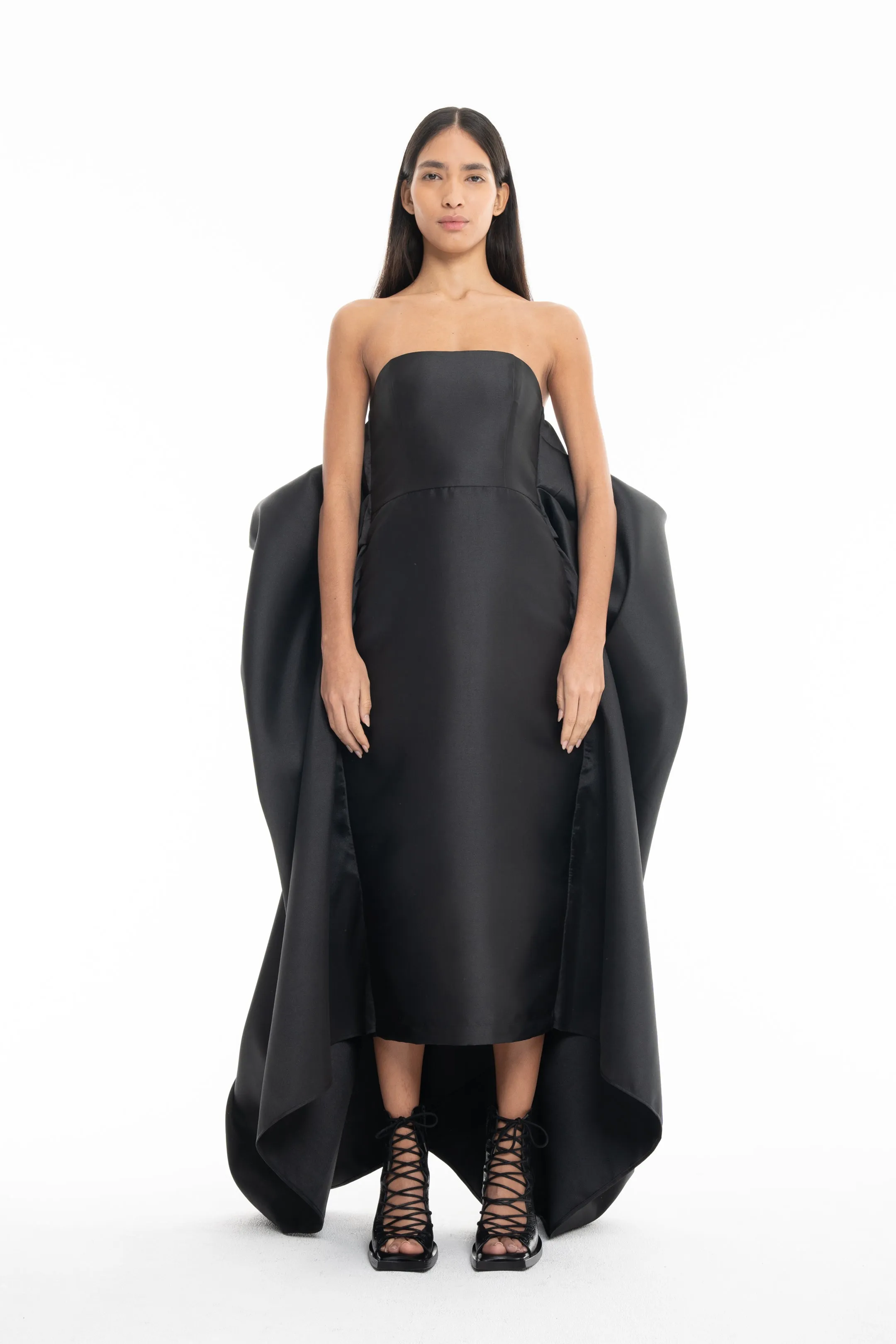 BLACK STRAPLESS DRESS WITH BACK DRAPE sold by Marques ’ Almeida product image thumbnail 5