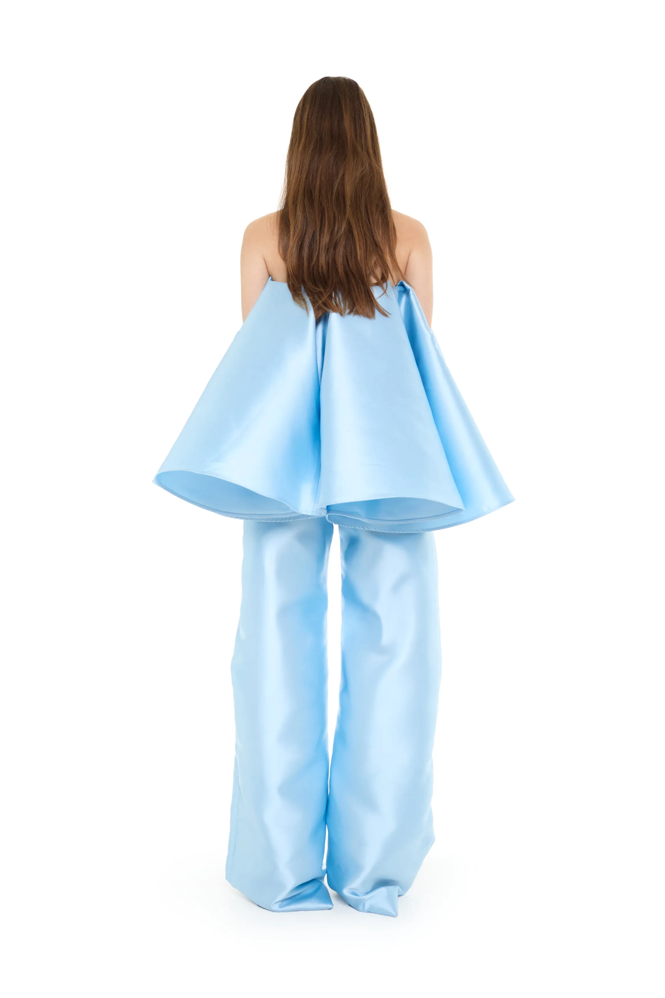LIGHT BLUE MIKADO STRAPLESS PLEATED PUFF TOP sold by Marques ’ Almeida product image thumbnail 3