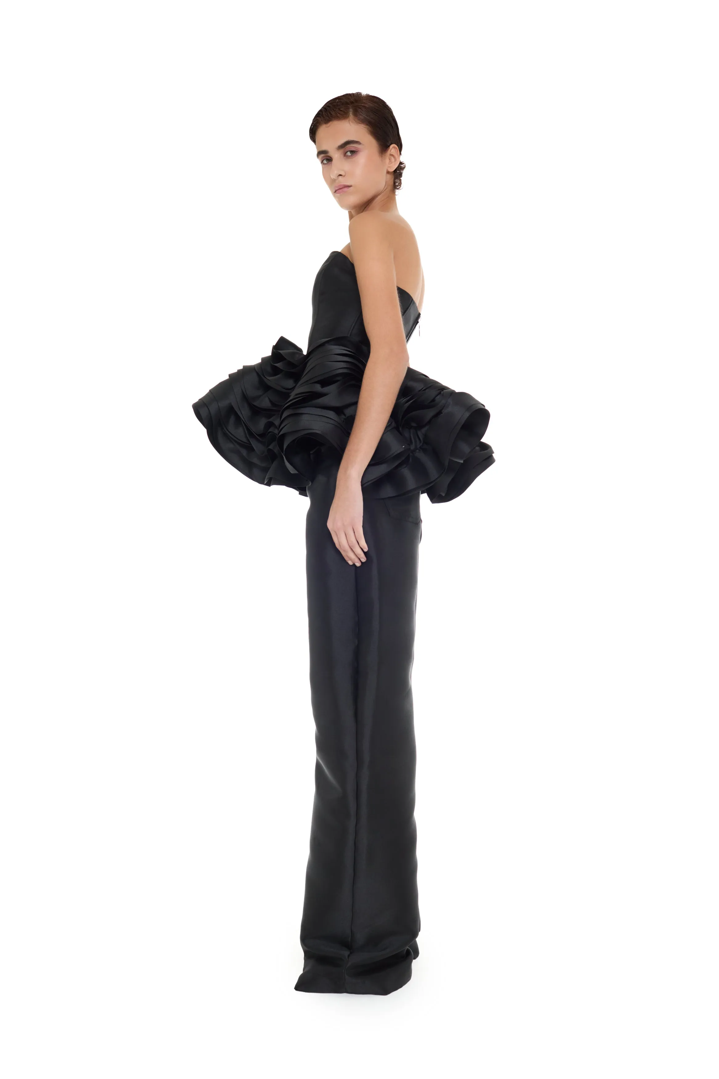 BLACK MIKADO STRAPLESS LAYERED FRILL TOP sold by Marques ’ Almeida product image thumbnail 4