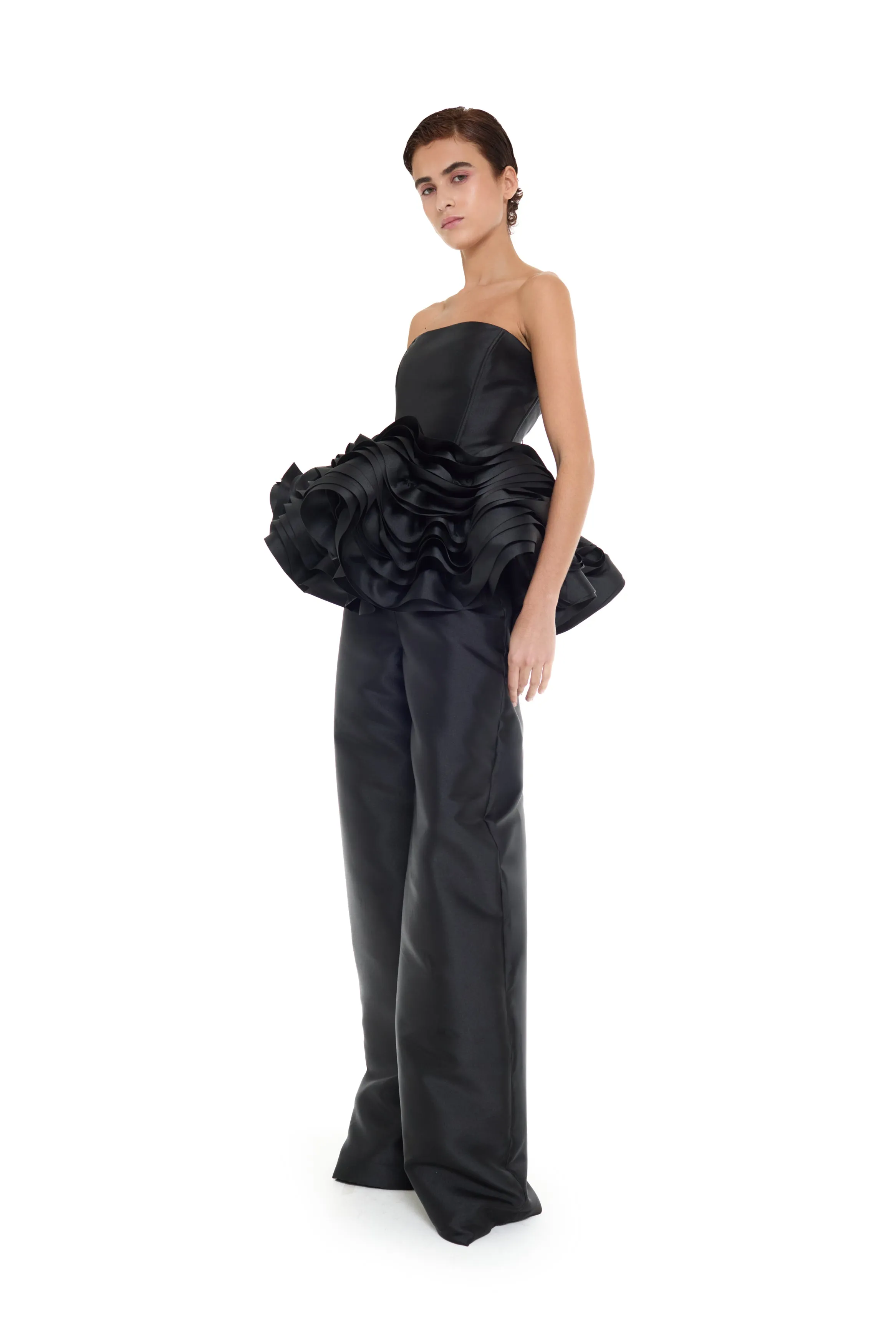 BLACK MIKADO STRAPLESS LAYERED FRILL TOP sold by Marques ’ Almeida product image thumbnail 5