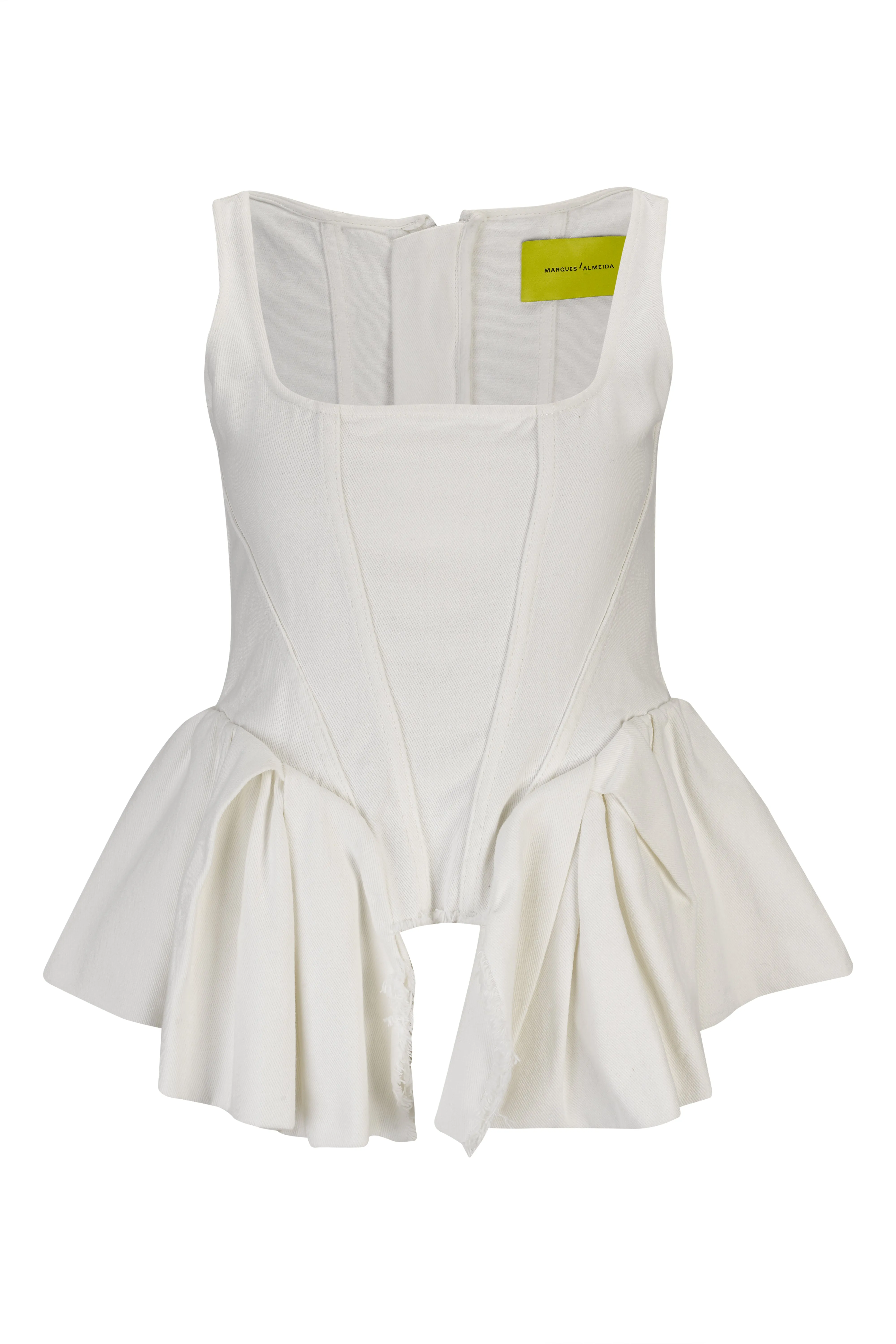 WHITE DRILL PEPLUM CORSET TOP sold by Marques ’ Almeida product image thumbnail 2