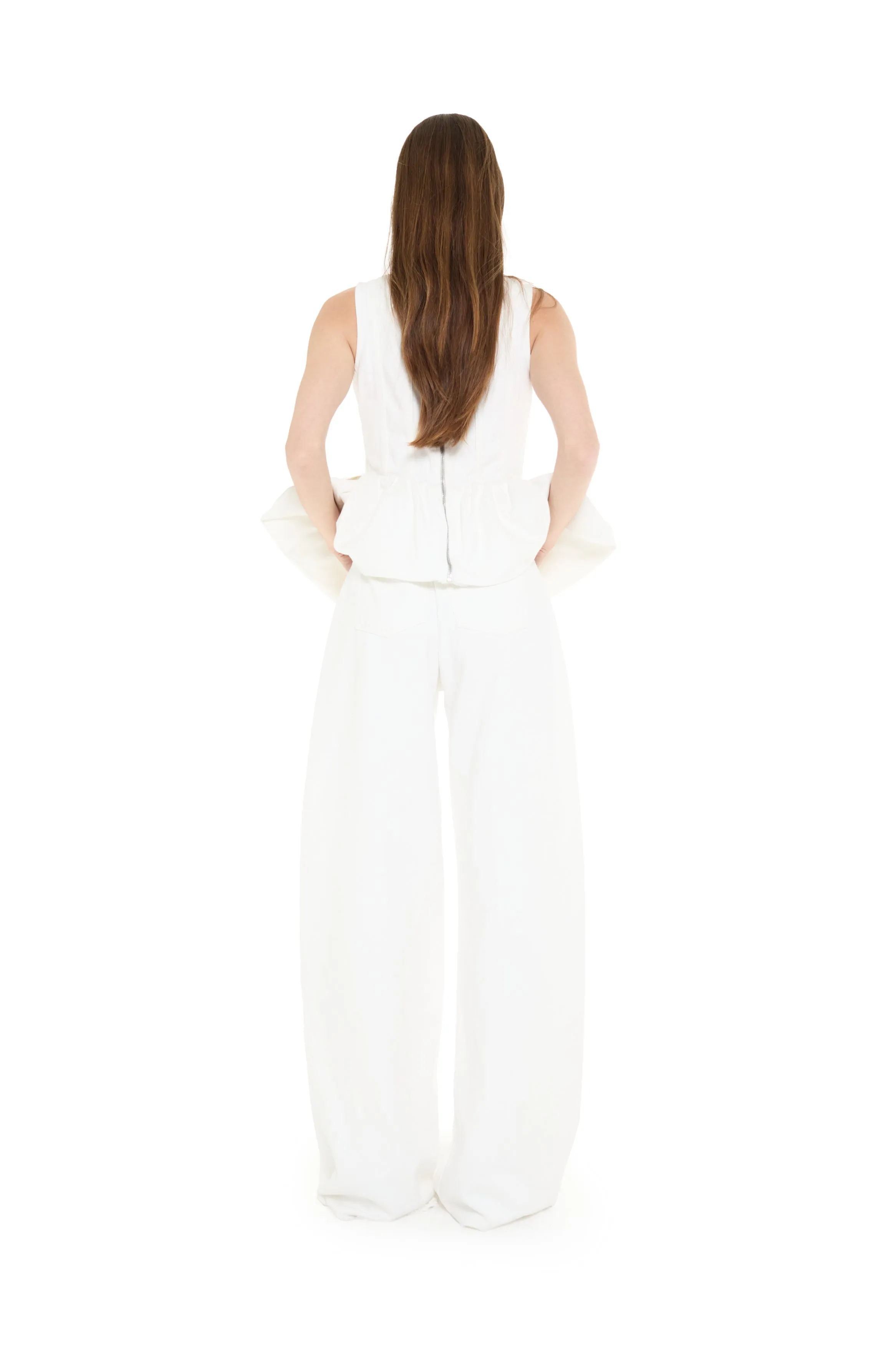 WHITE DRILL PEPLUM CORSET TOP sold by Marques ’ Almeida product image thumbnail 3