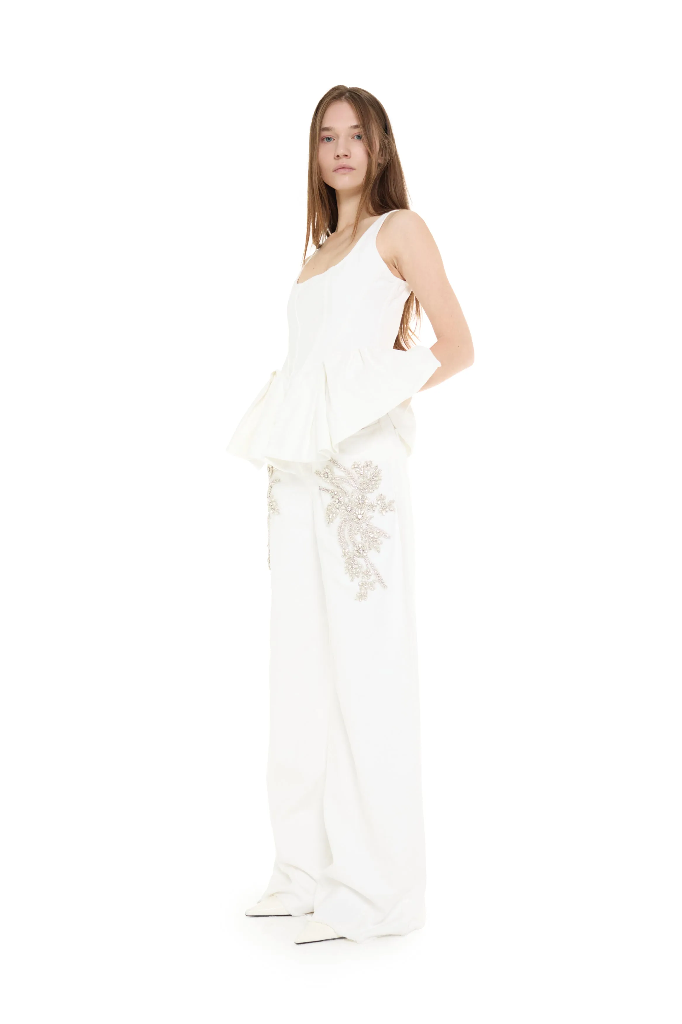 WHITE DRILL PEPLUM CORSET TOP sold by Marques ’ Almeida product image thumbnail 5