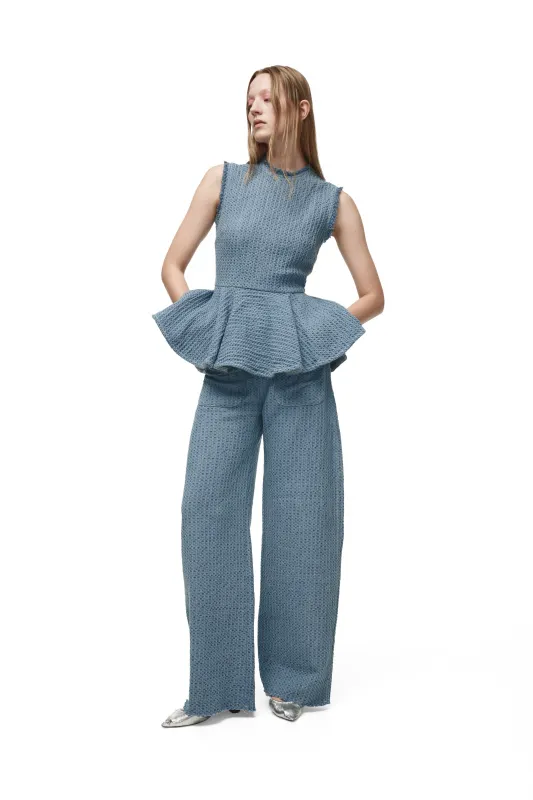 BLUE TWEED PATCHPOCKET JEANS WITH FRAYED DETAILS made by Marques ’ Almeida