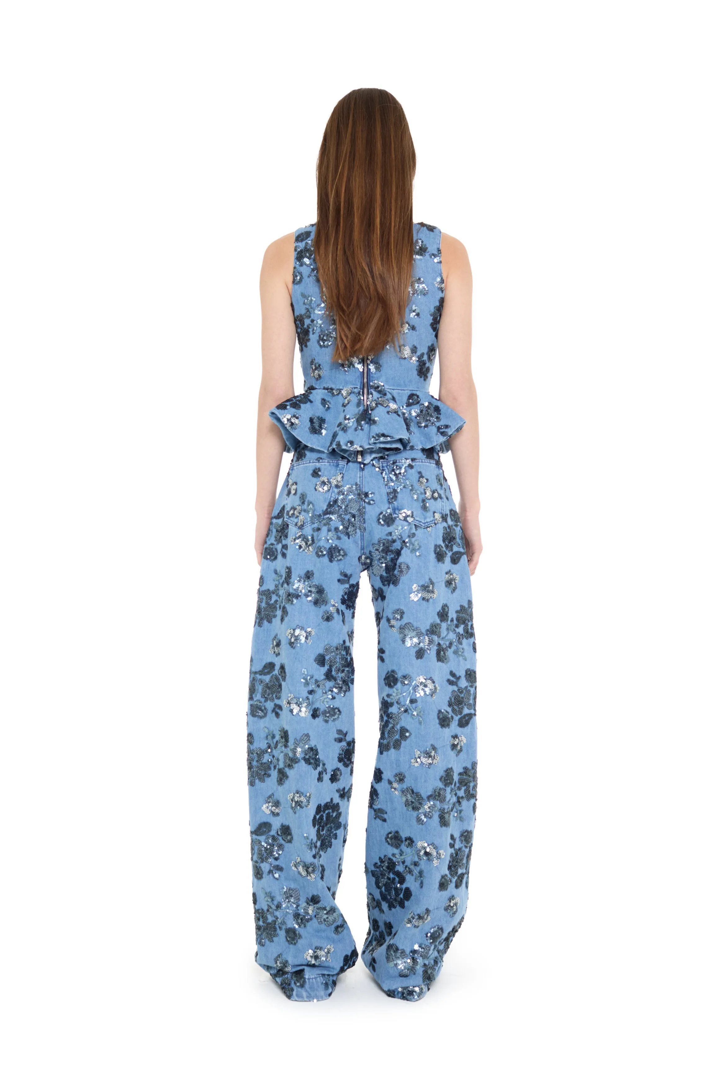 LIGHT BLUE SEQUIN EMBROIDERED BOYFRIEND TROUSERS sold by Marques ’ Almeida product image thumbnail 2