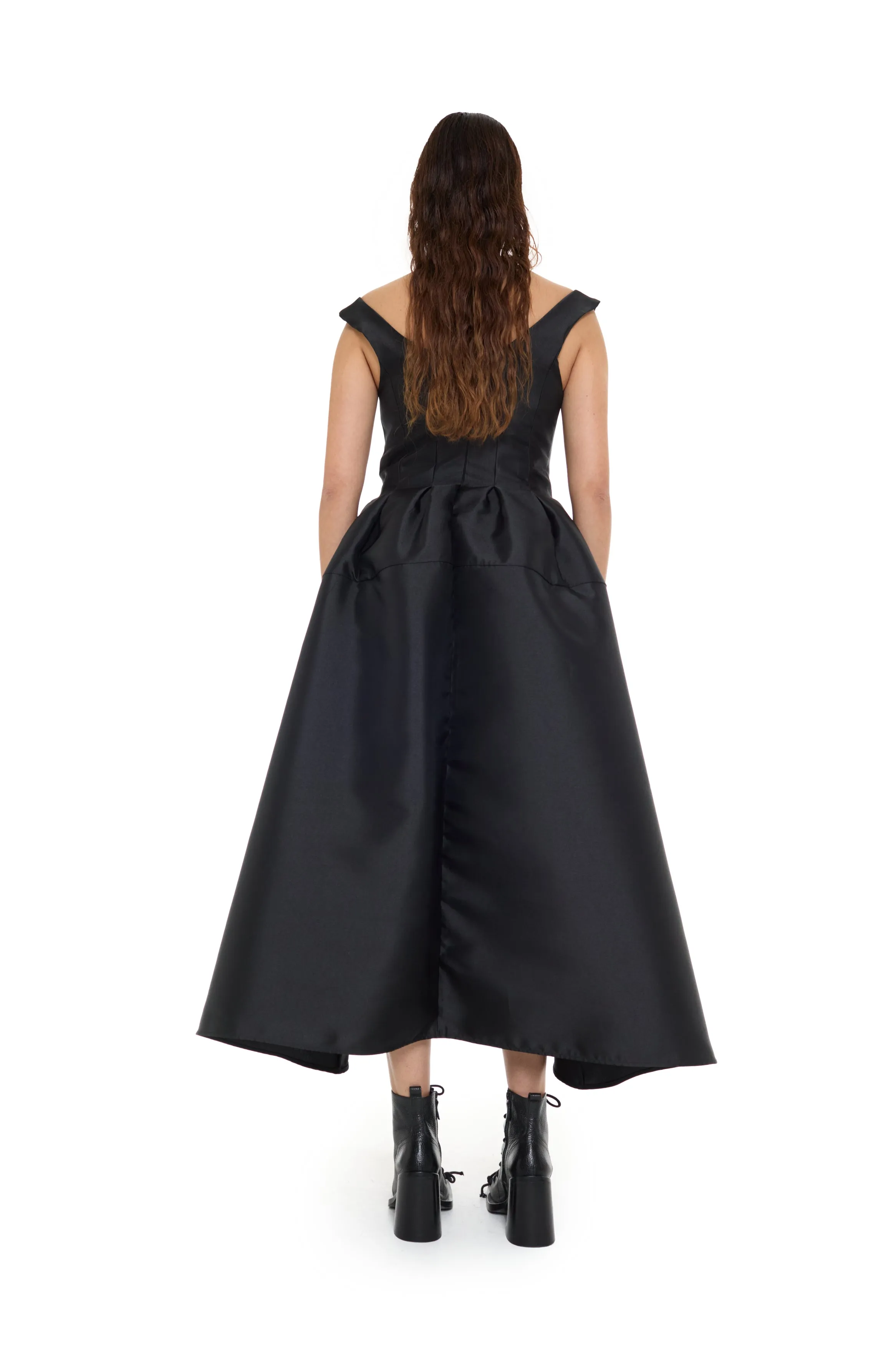 BLACK MIKADO OFF-SHOULDER MIDI DRESS sold by Marques ’ Almeida product image thumbnail 2