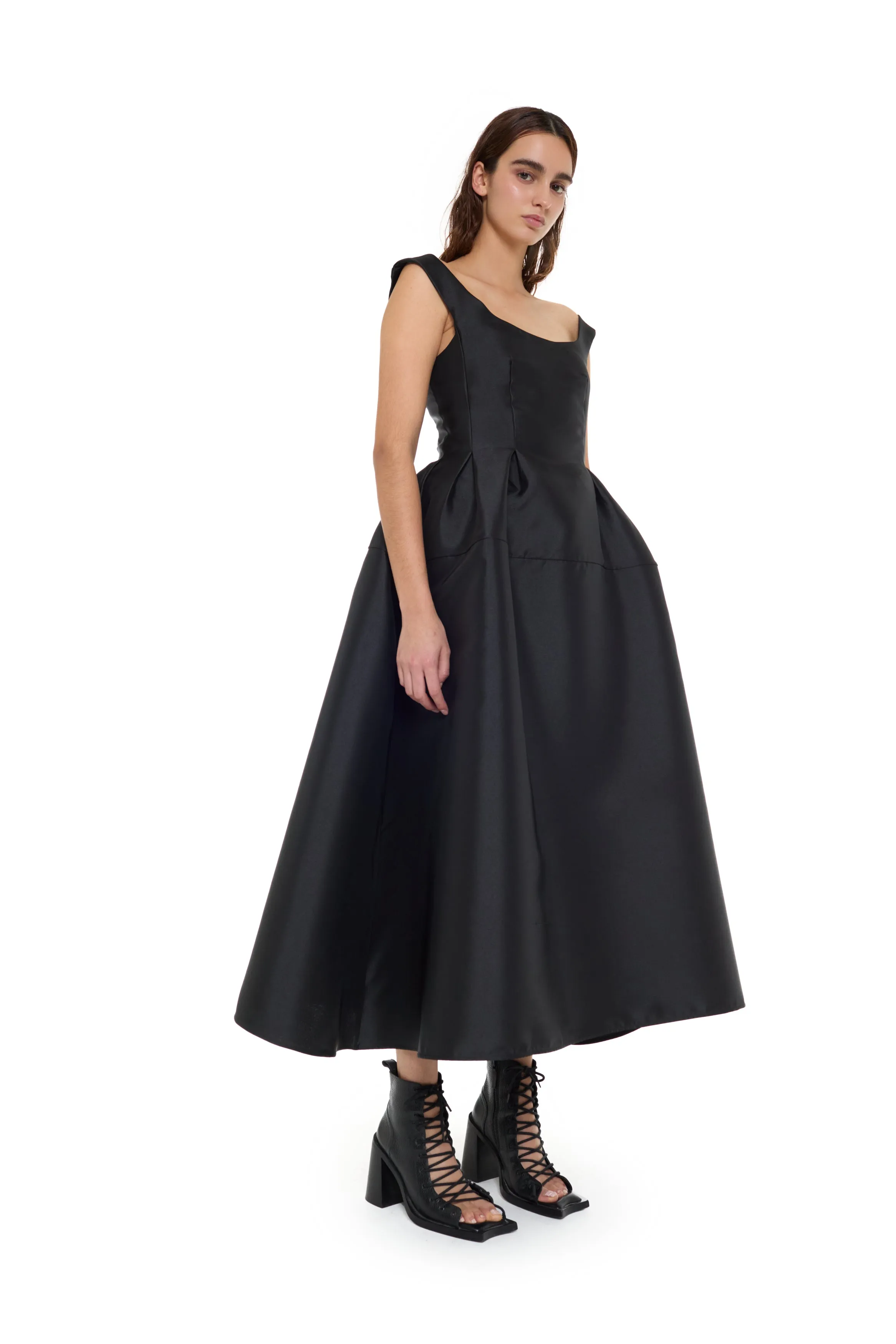 BLACK MIKADO OFF-SHOULDER MIDI DRESS sold by Marques ’ Almeida product image thumbnail 4