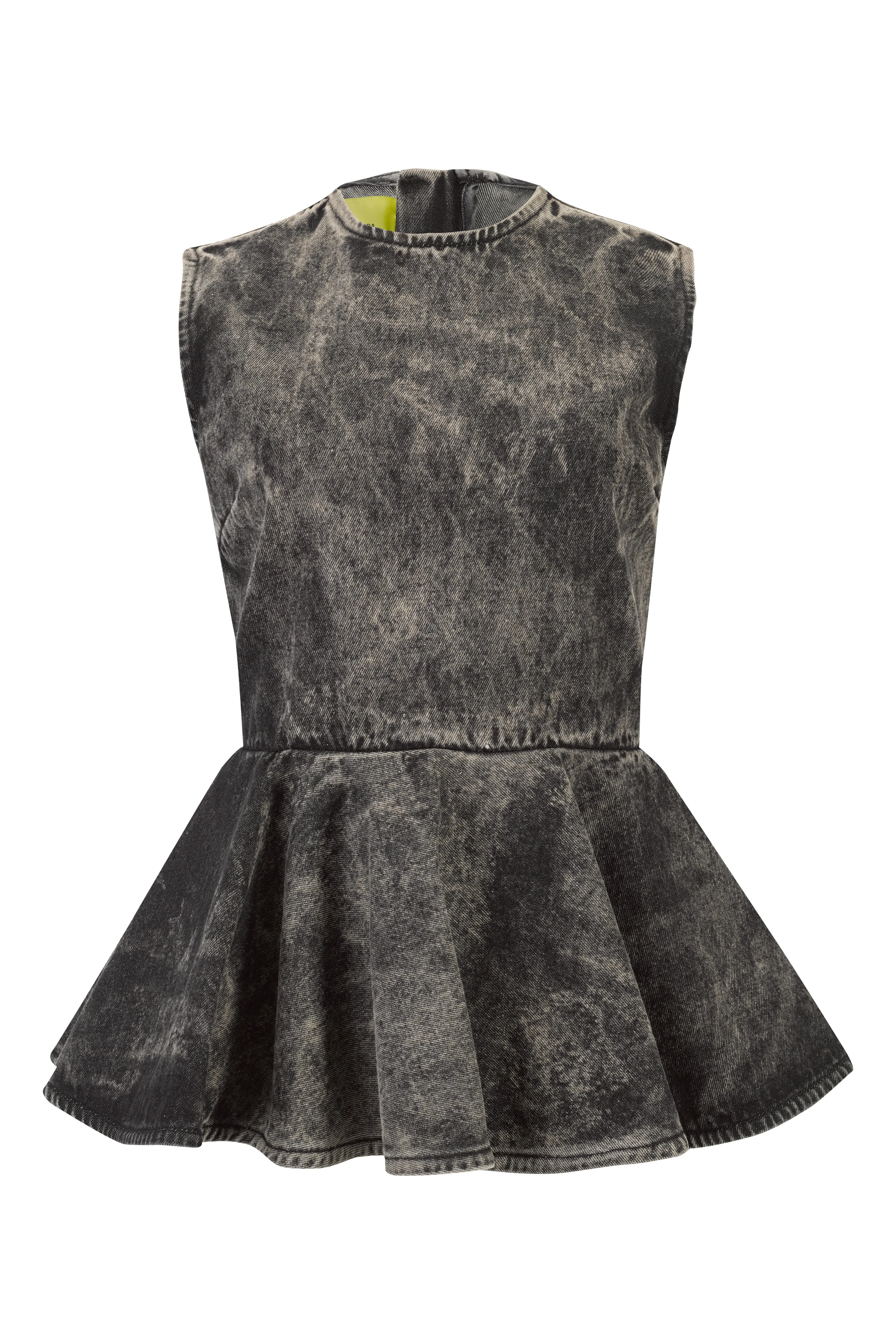 BLACK ACID WASH DENIM ROUND NECK PEPLUM TOP sold by Marques ’ Almeida product image thumbnail 2